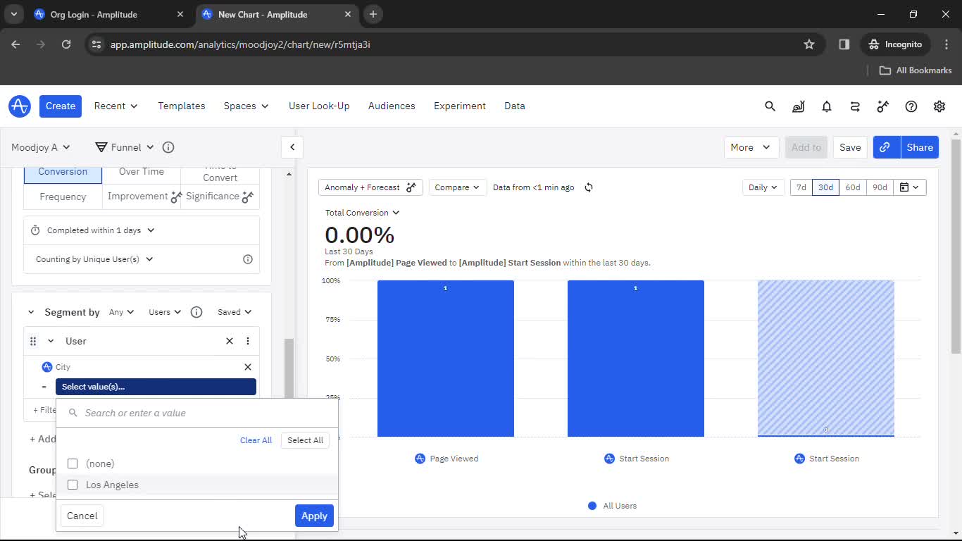 Creating a funnel screenshot