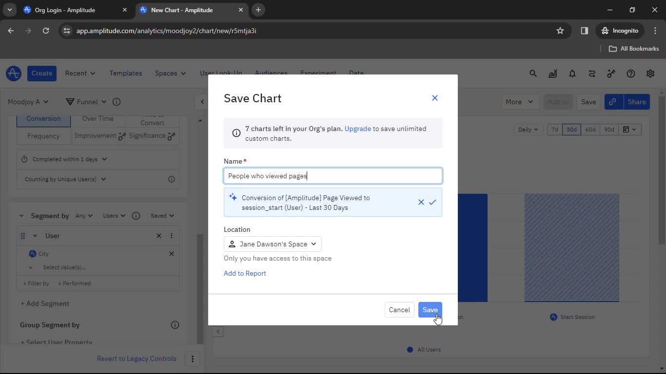 Creating a funnel screenshot