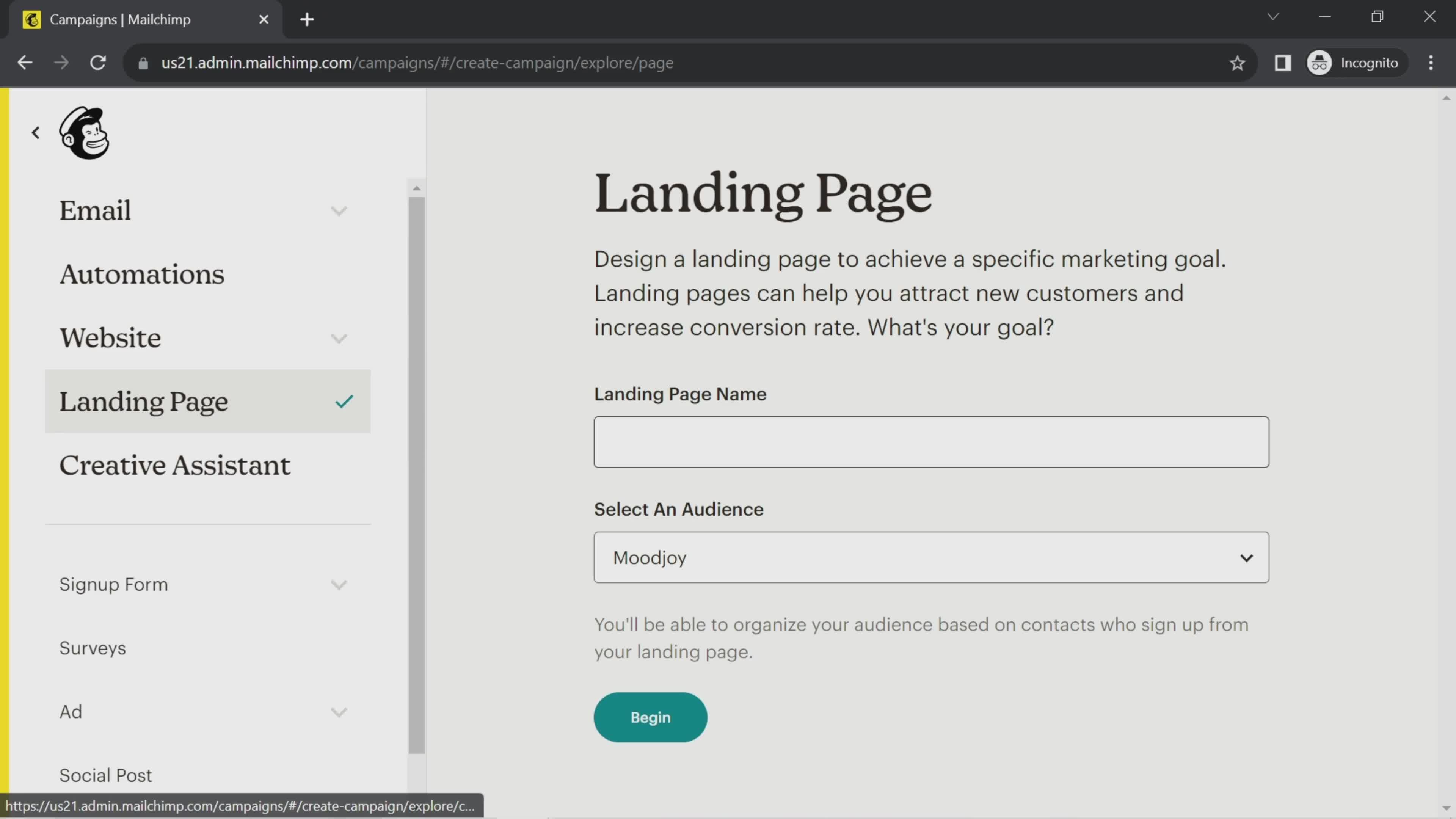 Creating a landing page on Mailchimp video thumbnail