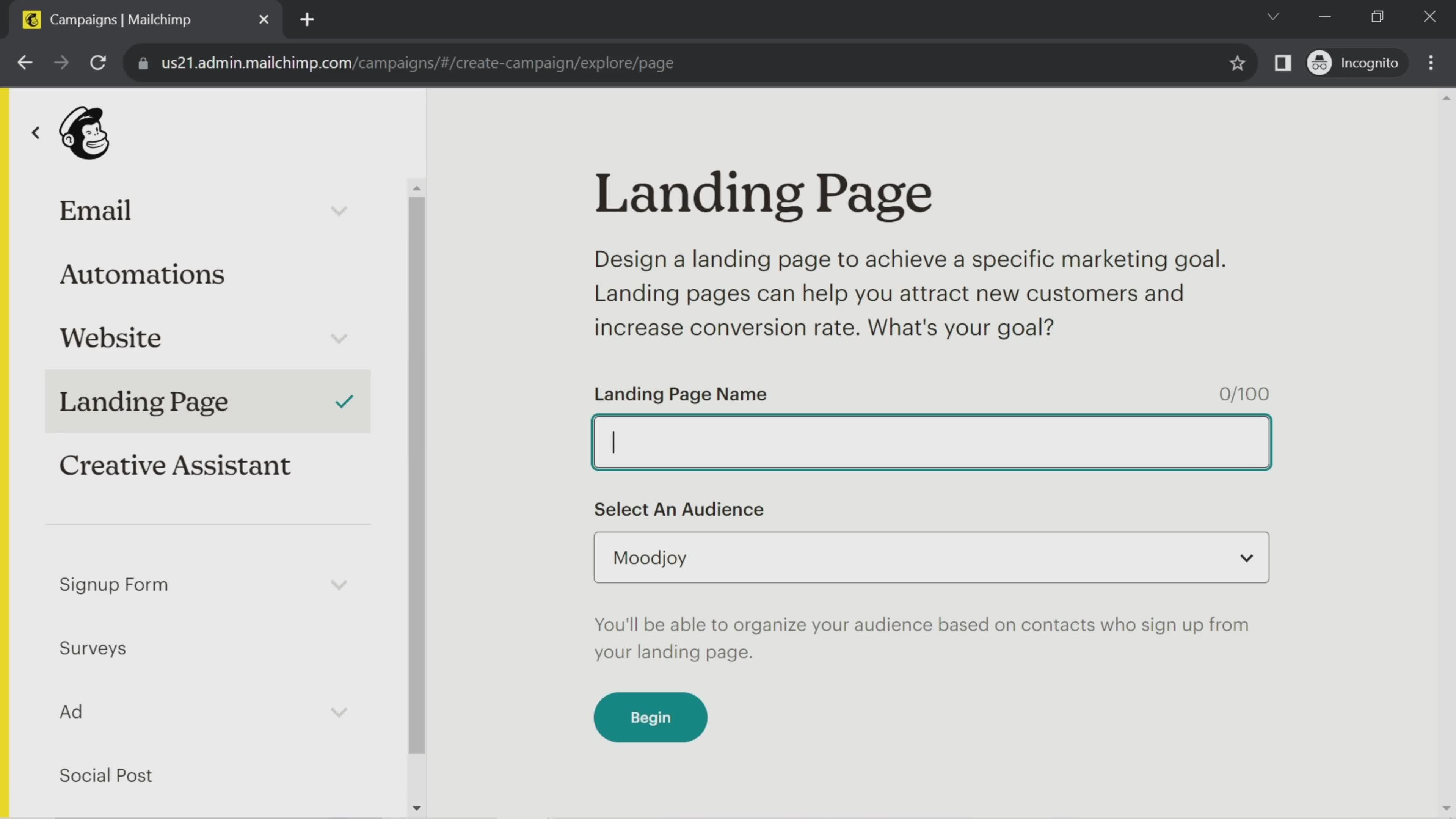 Creating a landing page screenshot