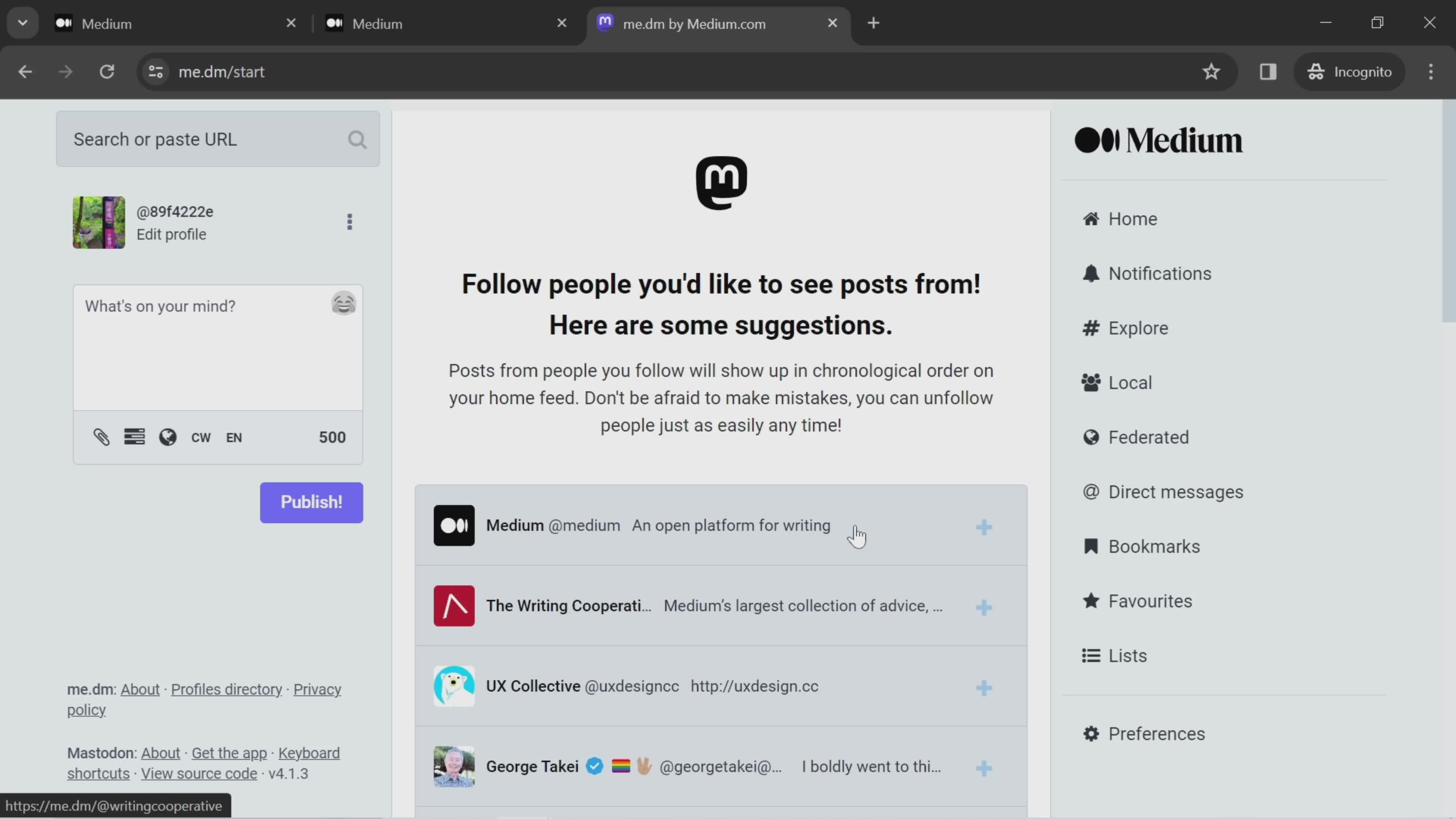 Creating a mastodon account screenshot