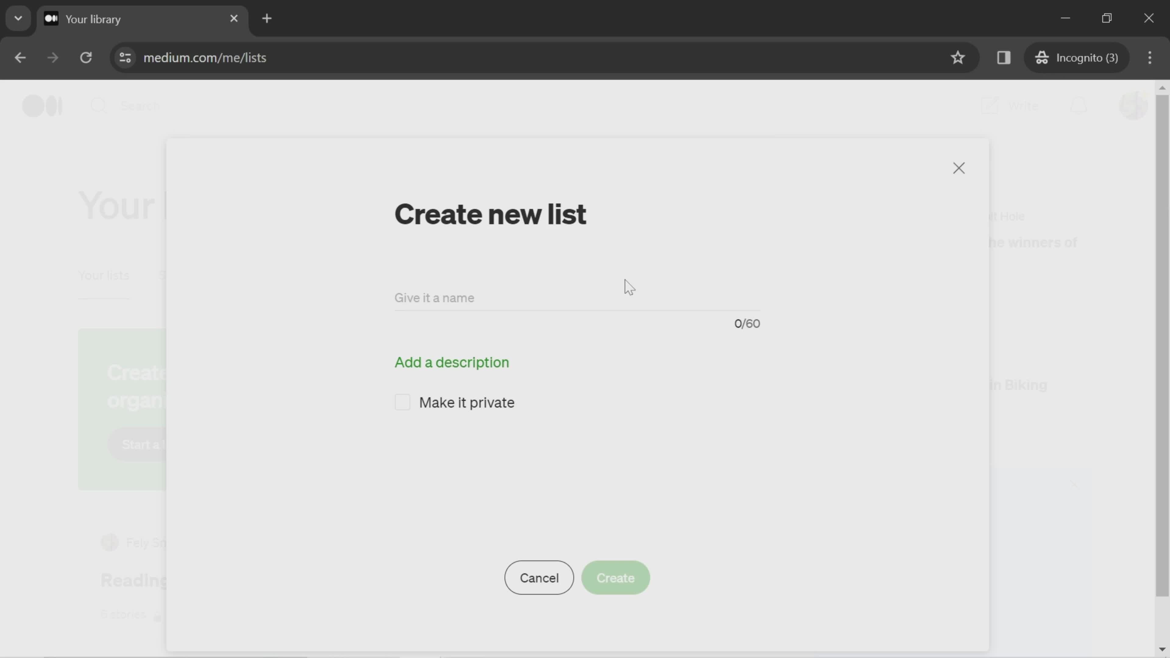 Creating a list on Medium video thumbnail