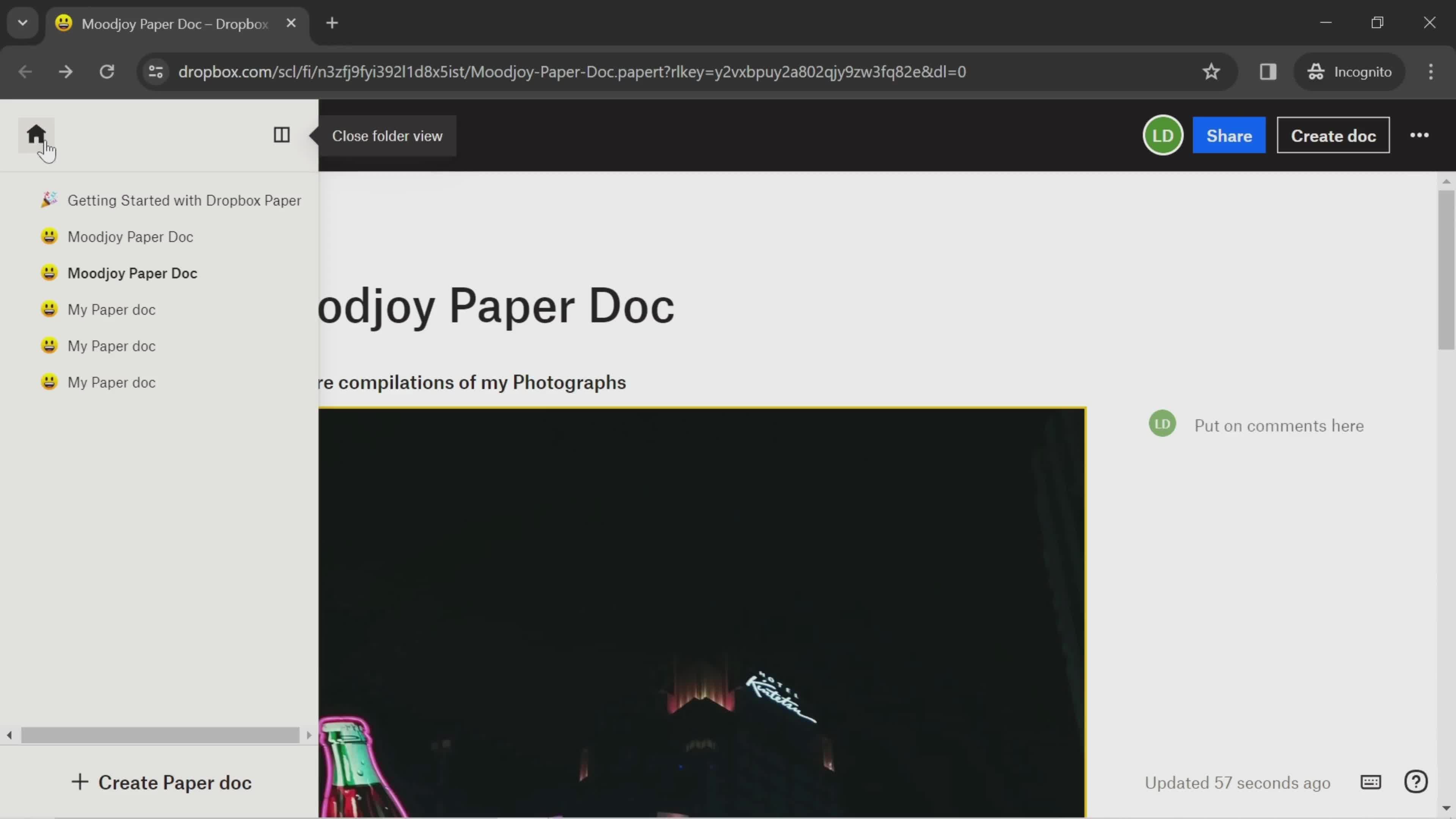 Creating a paper document screenshot