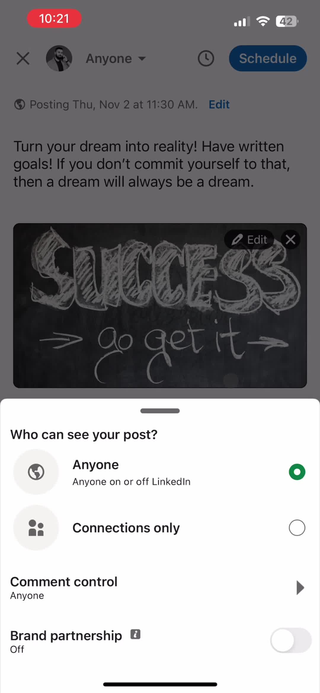 Creating a post screenshot