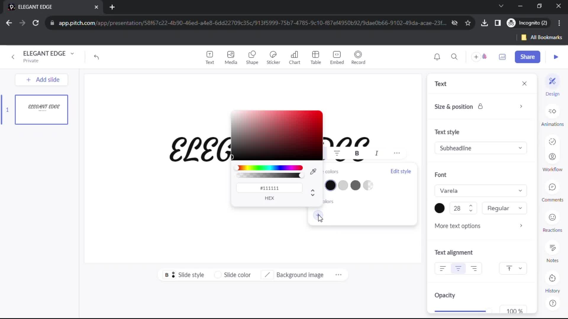 Creating a presentation screenshot