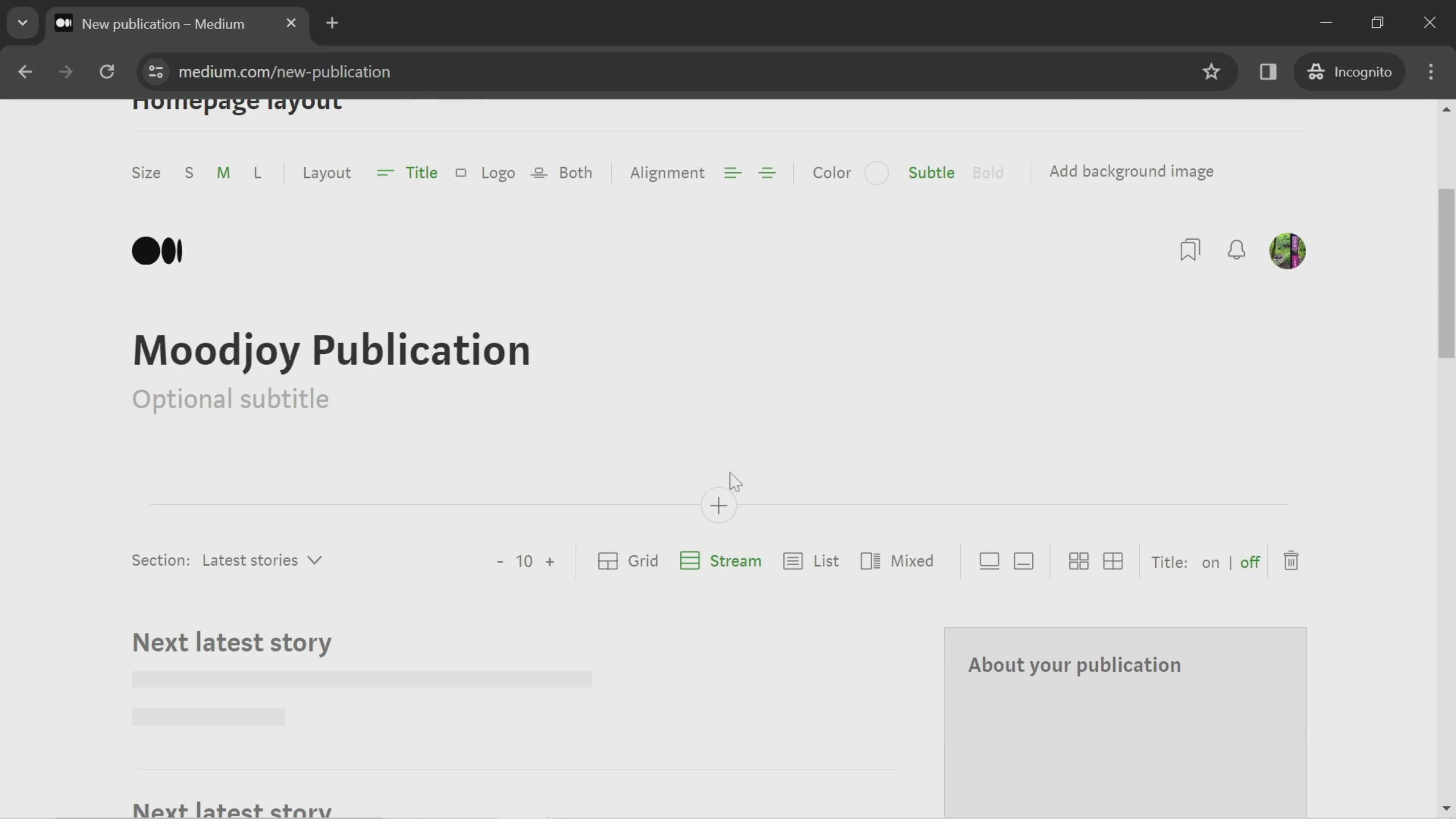 Creating a publication screenshot