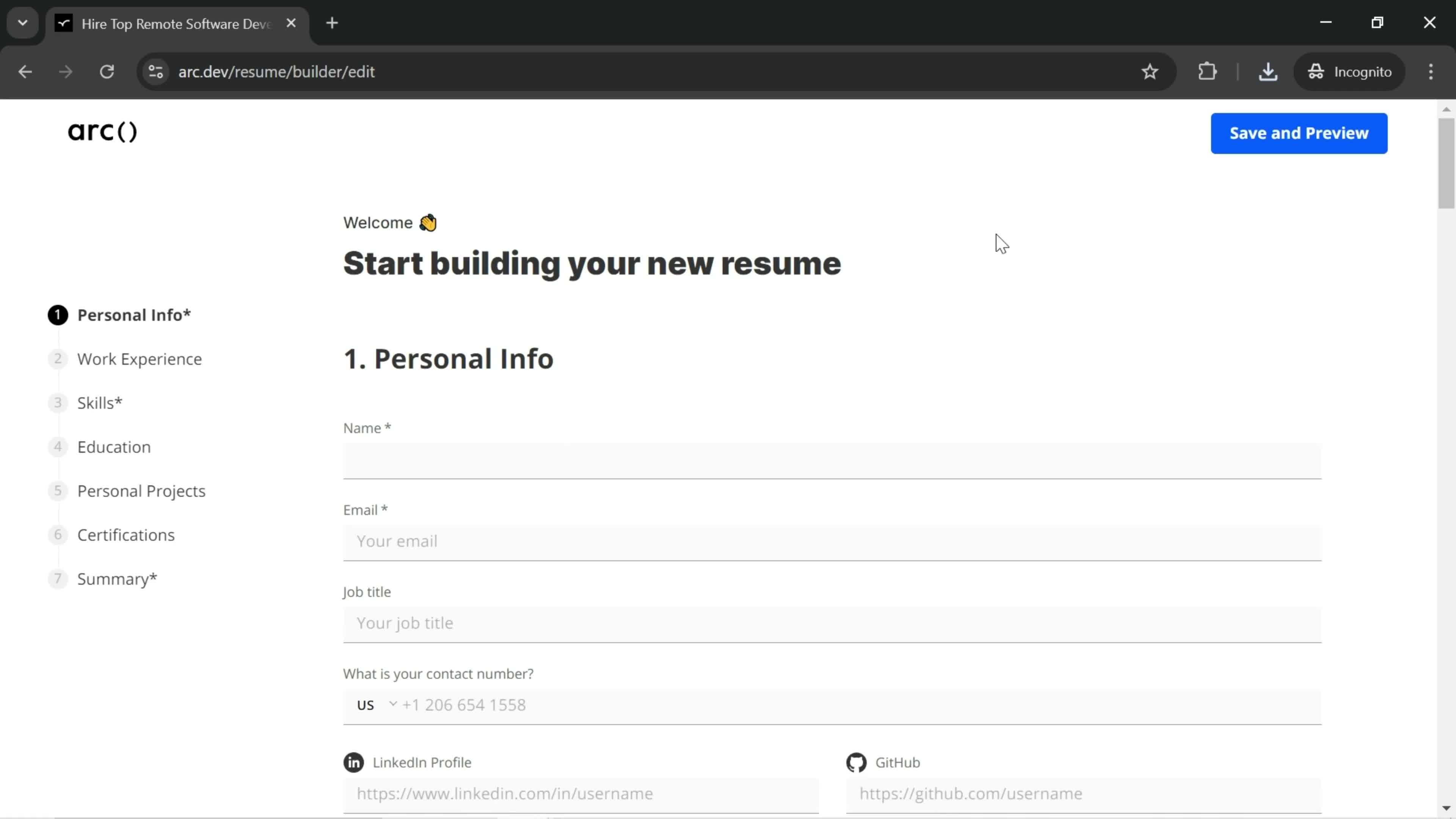 Creating a resume screenshot