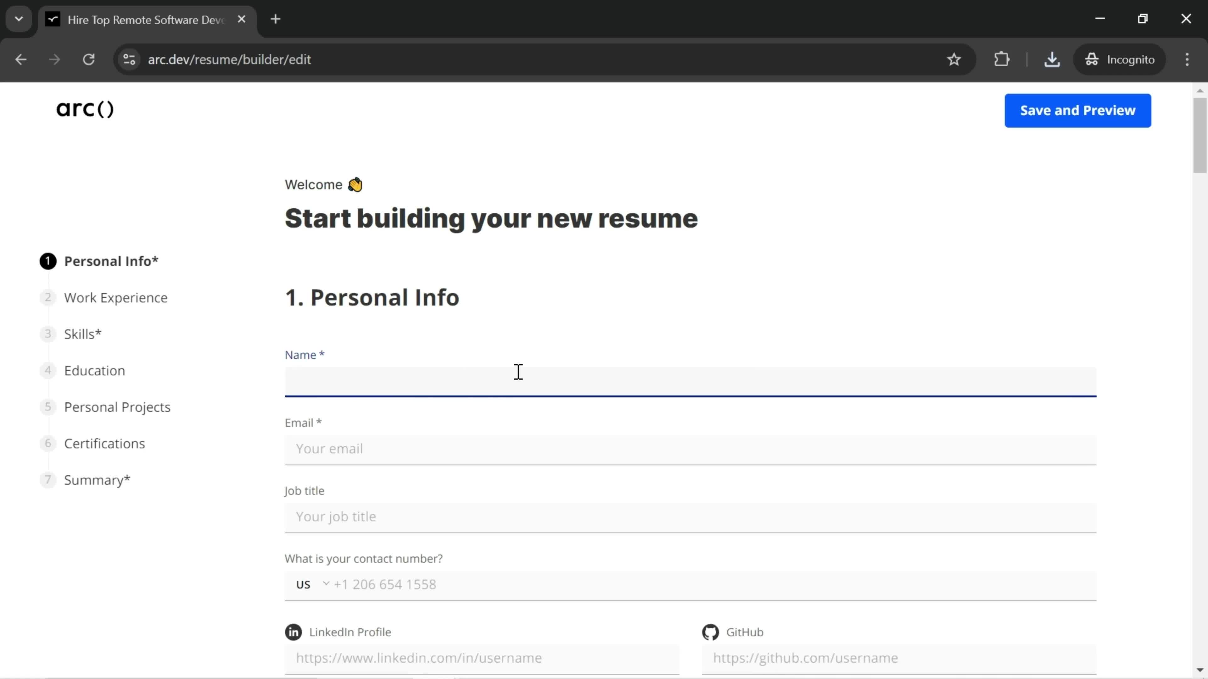 Creating a resume screenshot