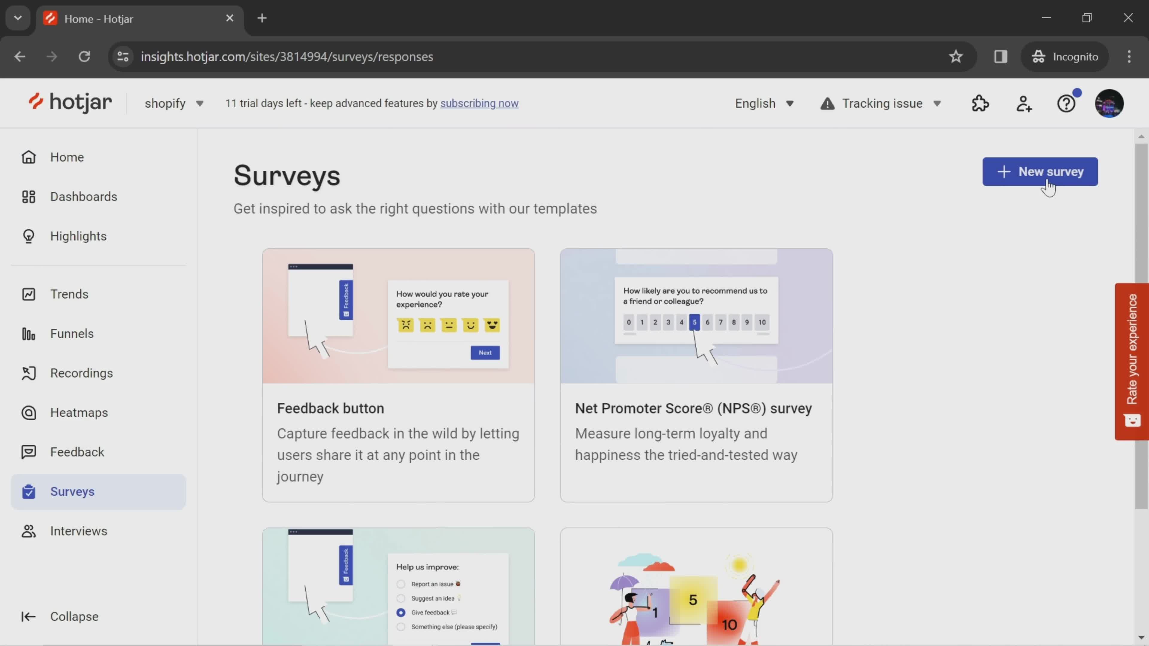 Creating a survey on Hotjar video thumbnail