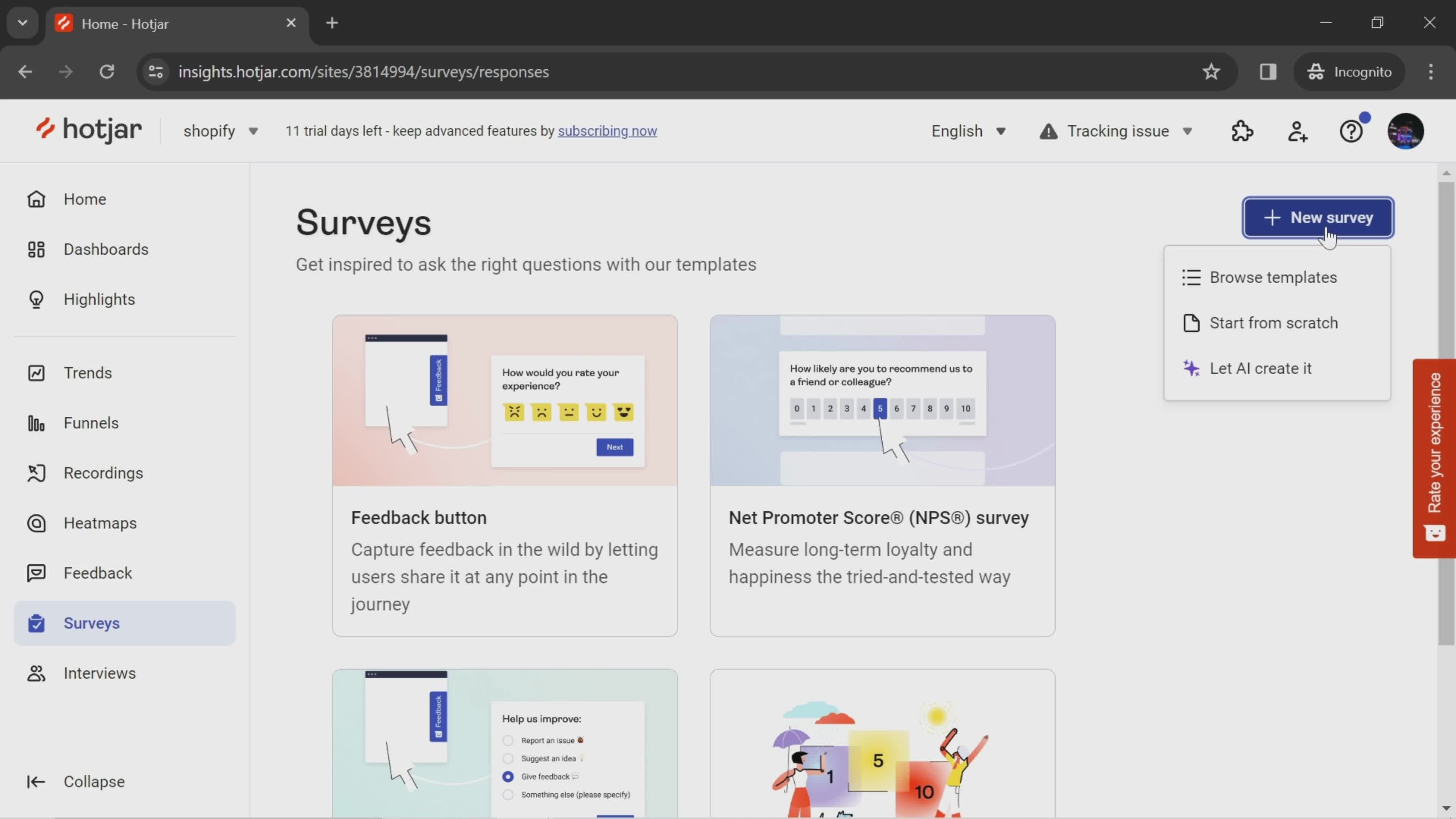 Creating a survey on Hotjar video thumbnail