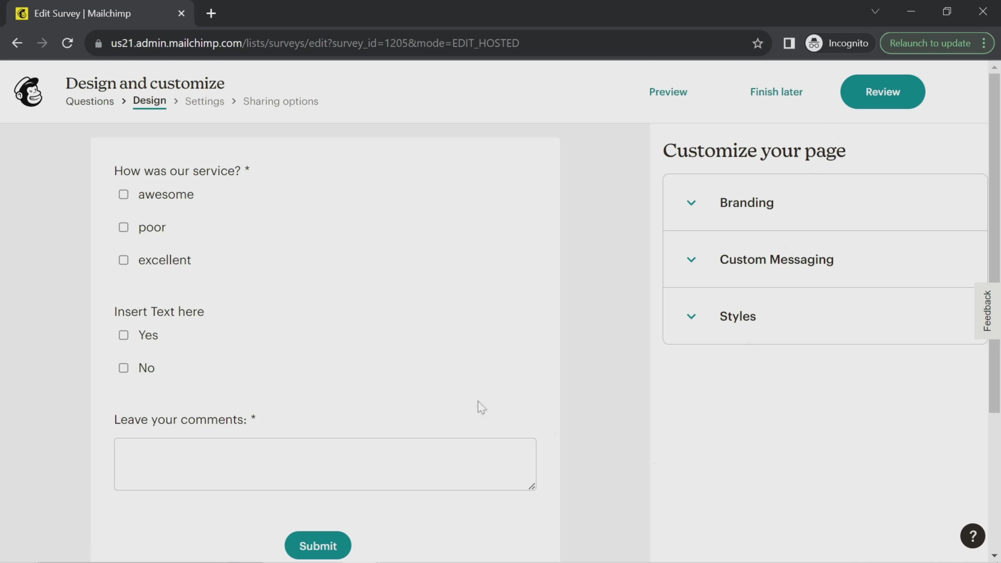 Creating a survey on Mailchimp video thumbnail