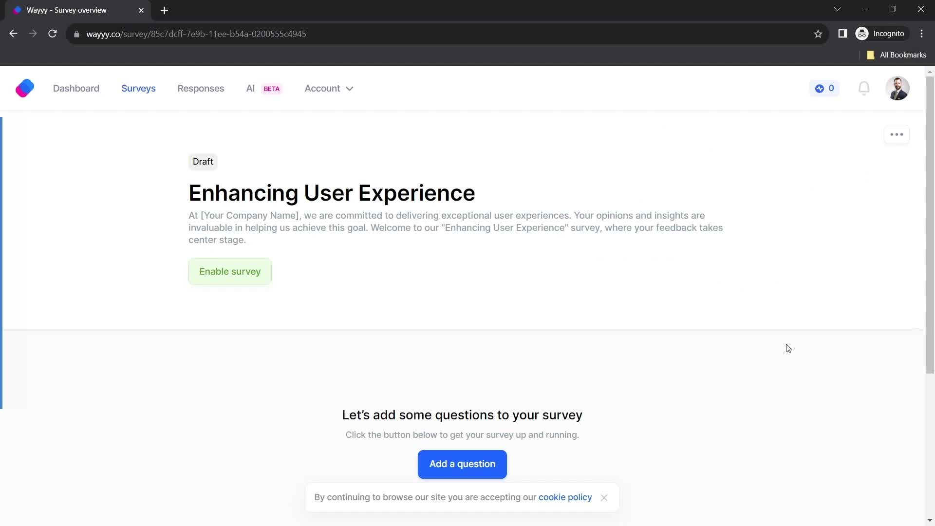 Creating a survey screenshot