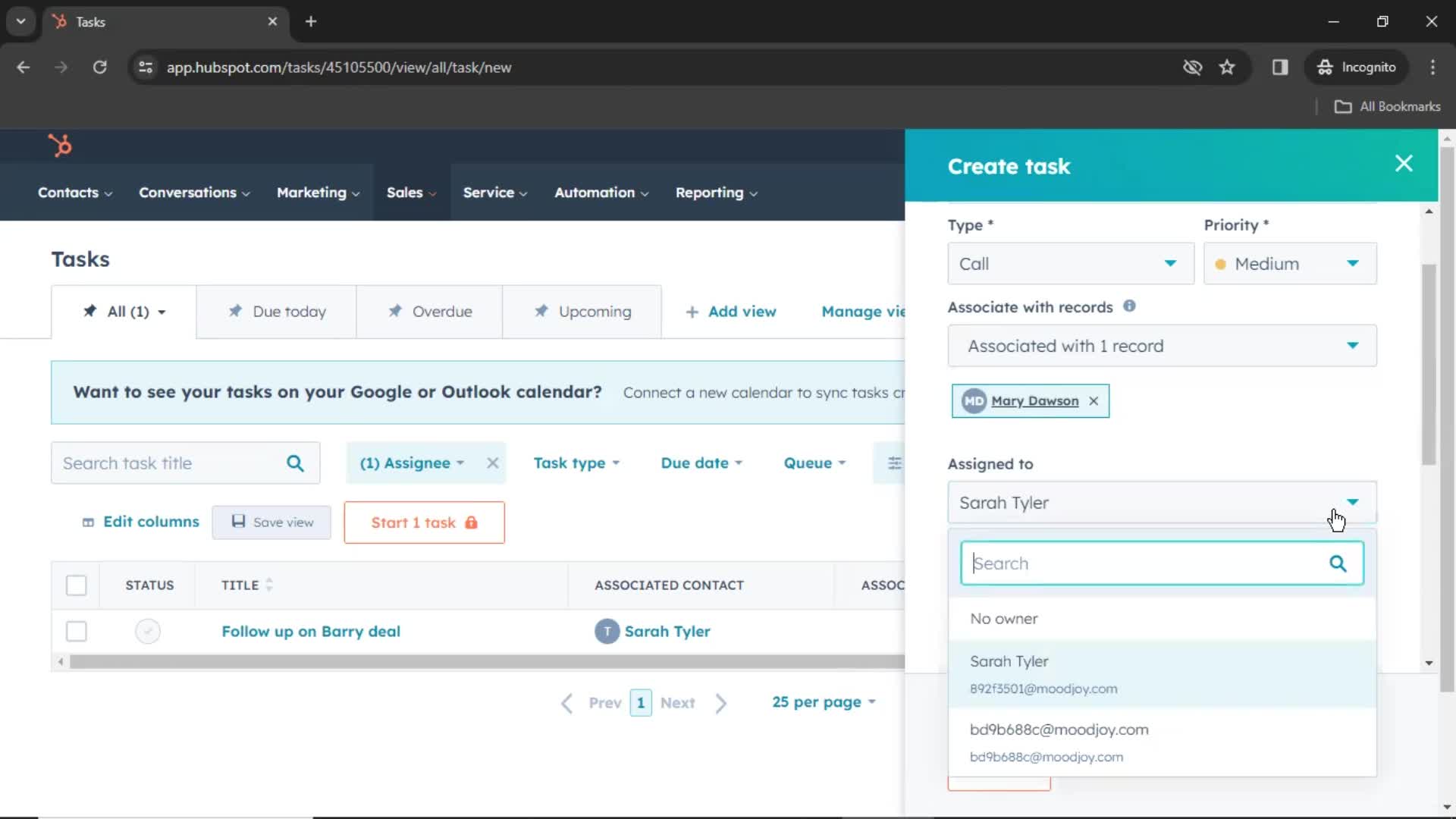 Creating a task on HubSpot CRM video thumbnail