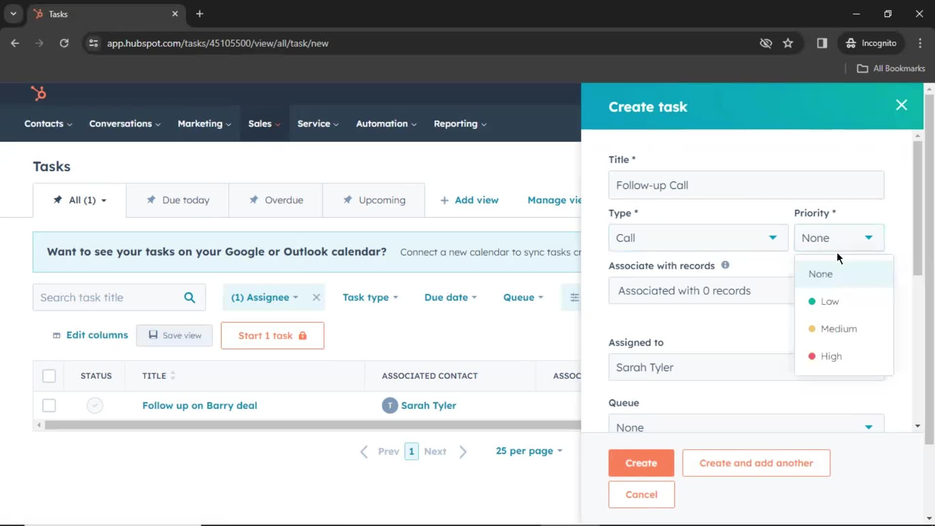 Creating a task on HubSpot CRM video thumbnail