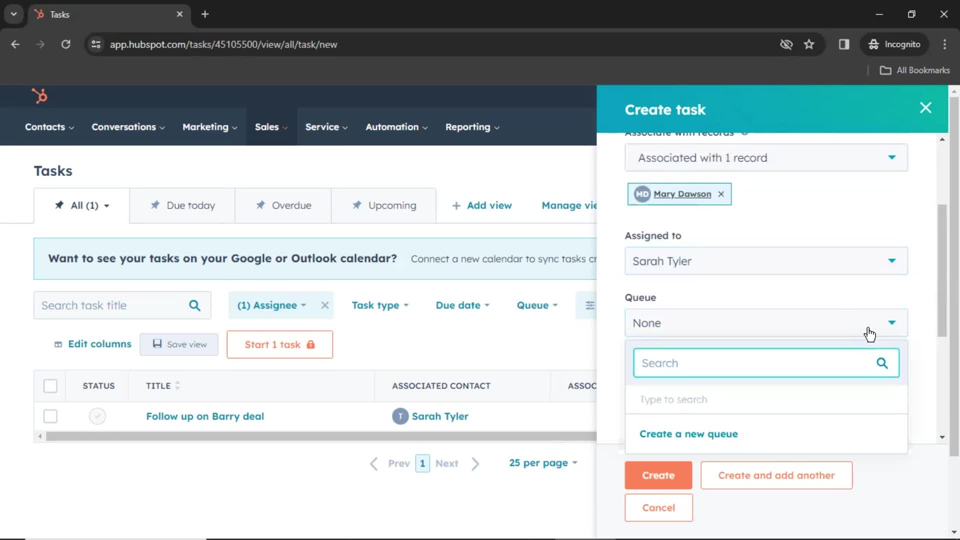 Creating a task on HubSpot CRM video thumbnail