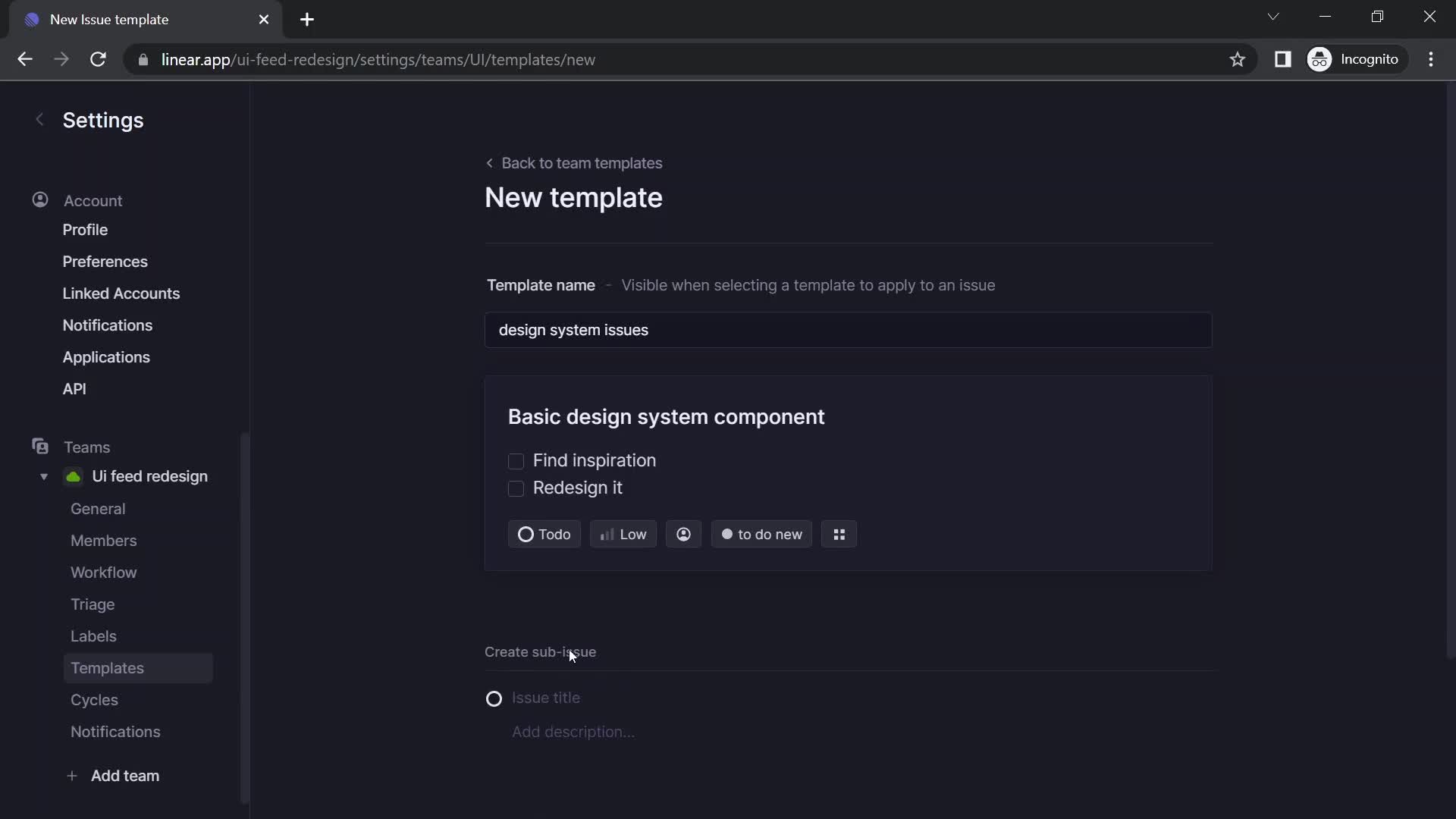 Creating a template screenshot