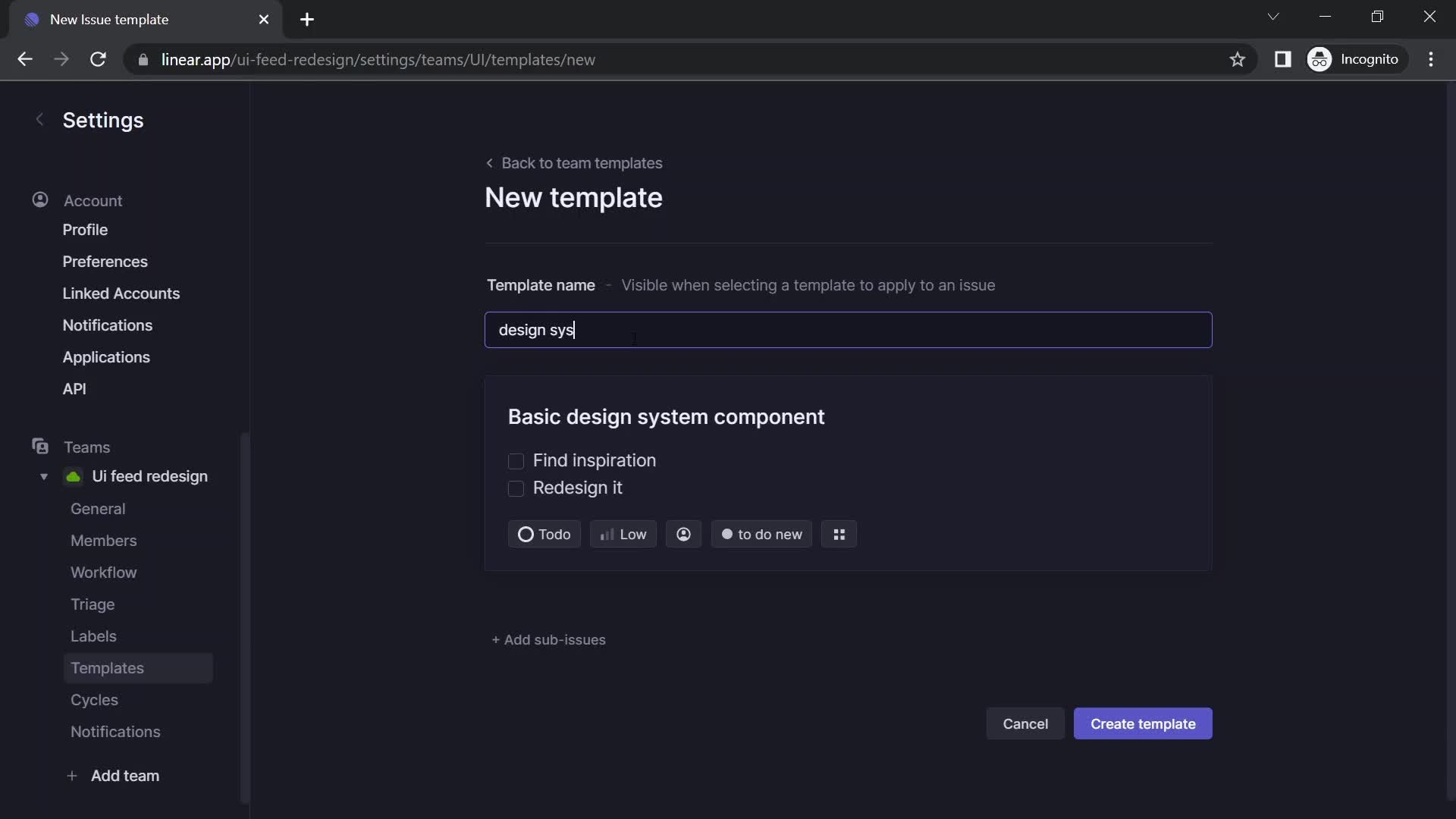 Creating a template screenshot