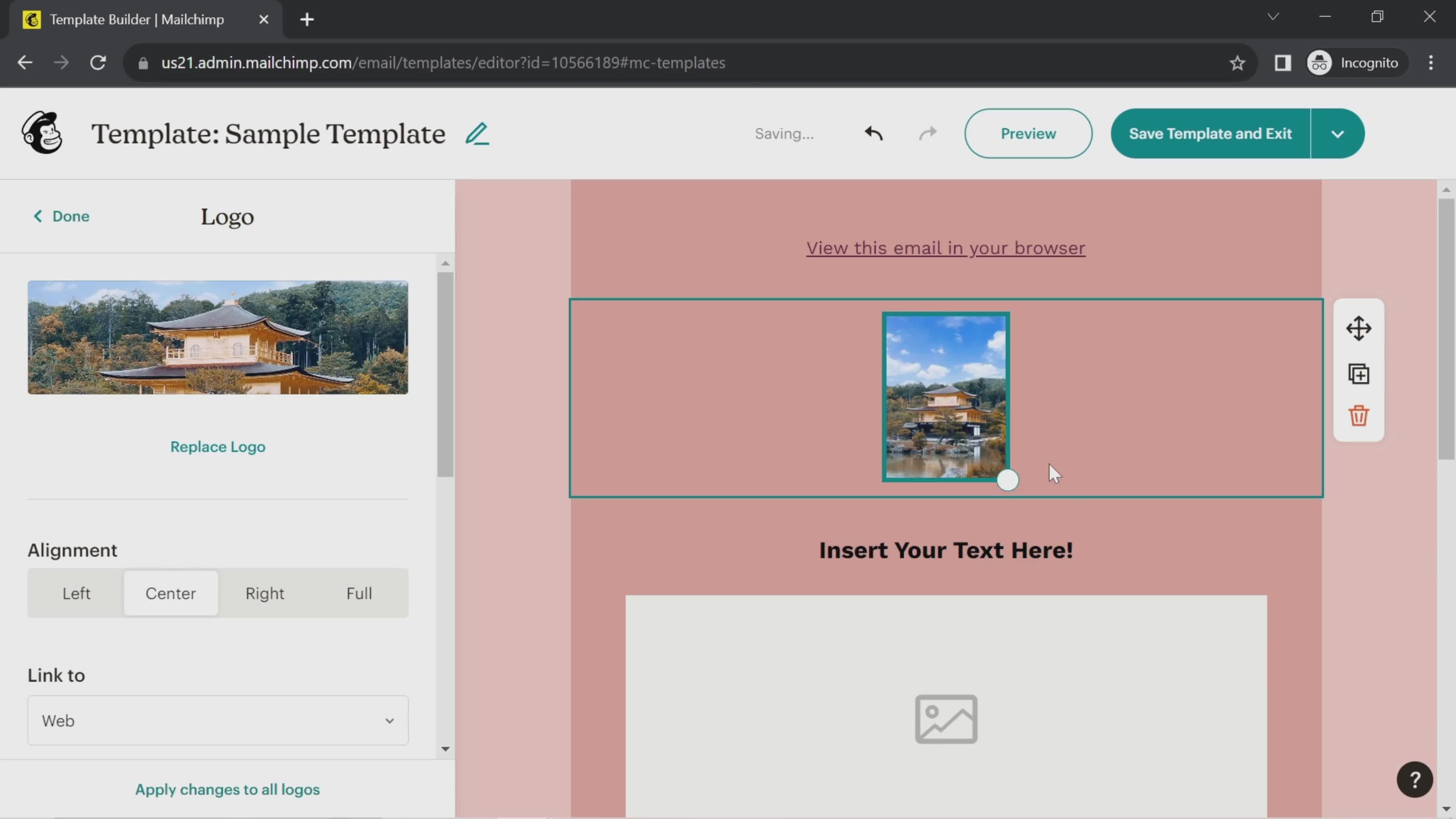 Creating a template screenshot