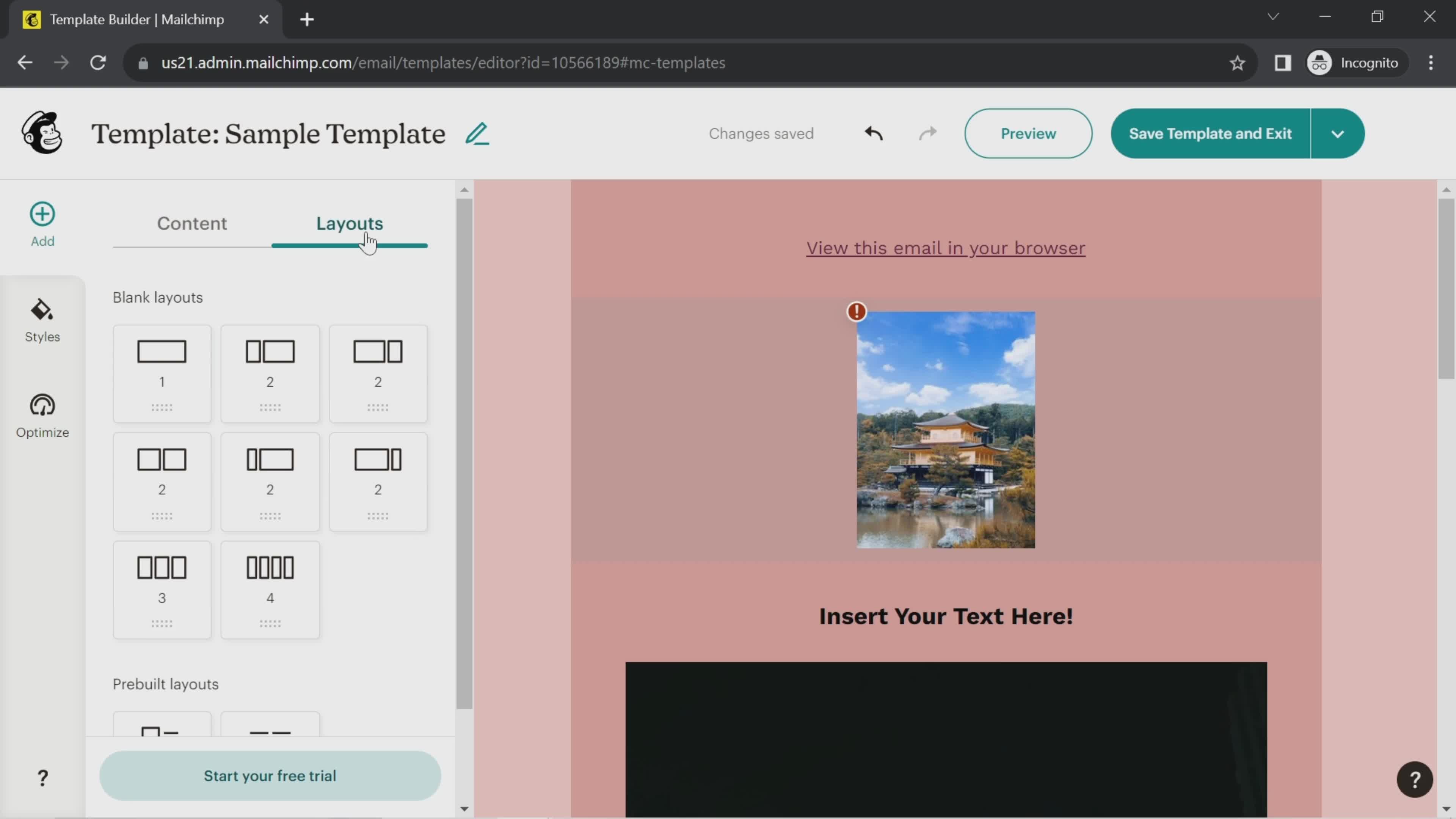 Creating a template screenshot