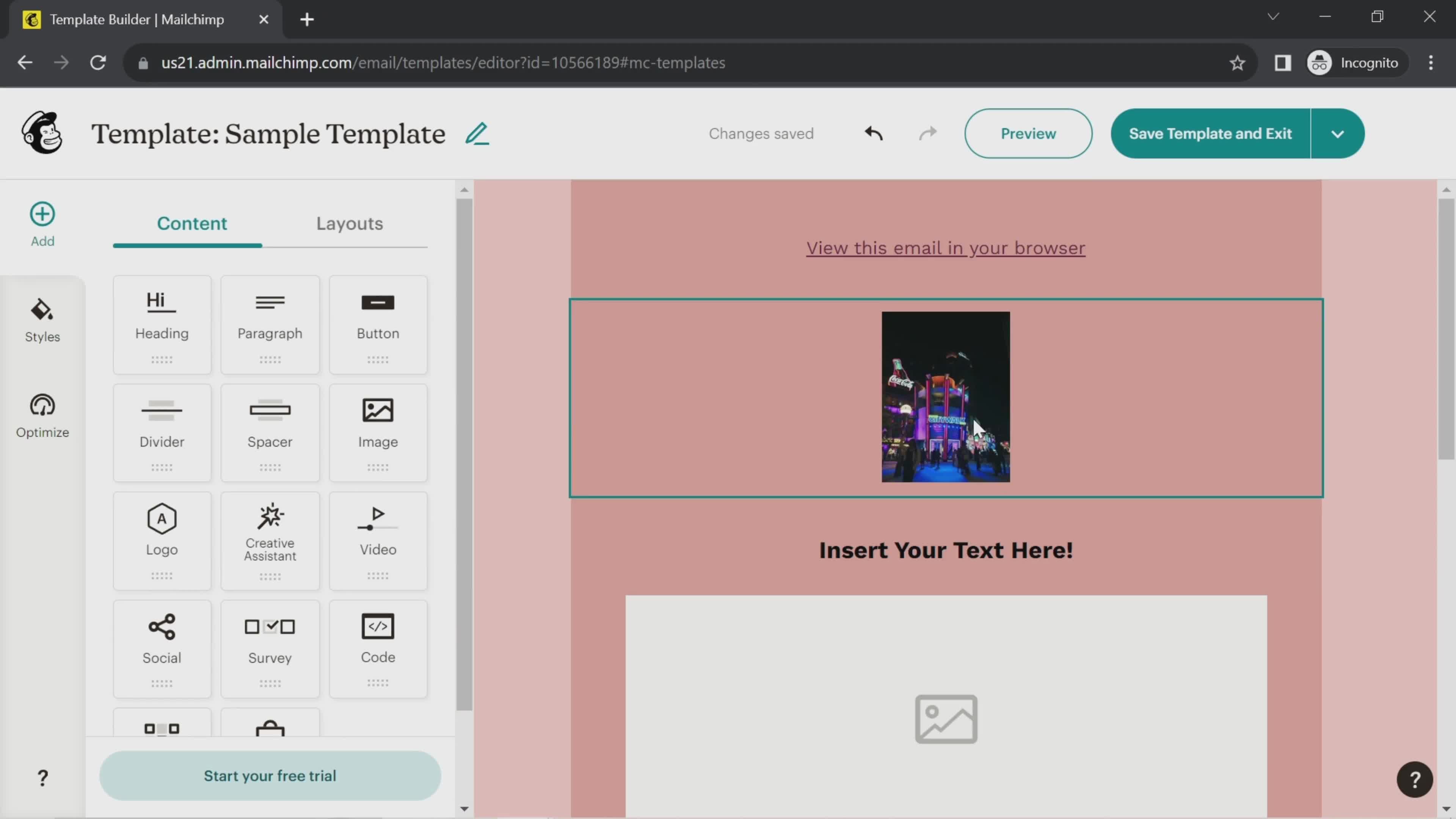 Creating a template screenshot