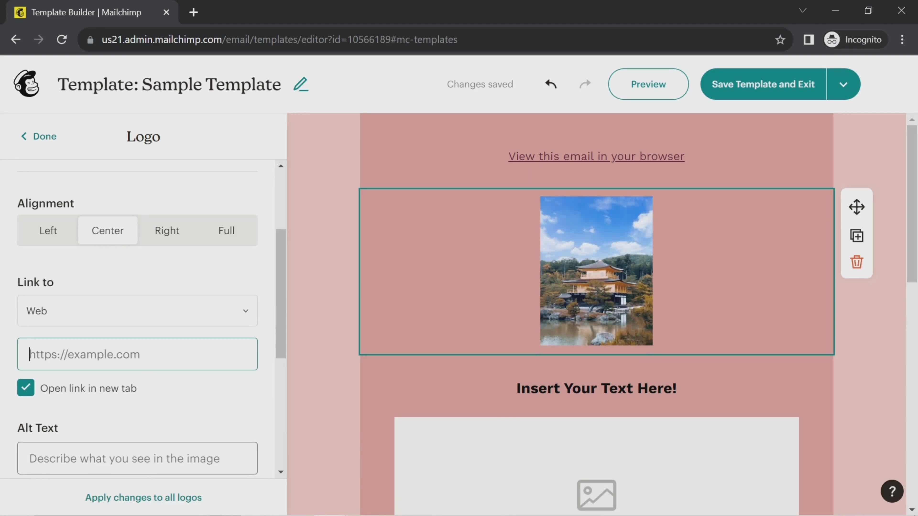 Creating a template screenshot