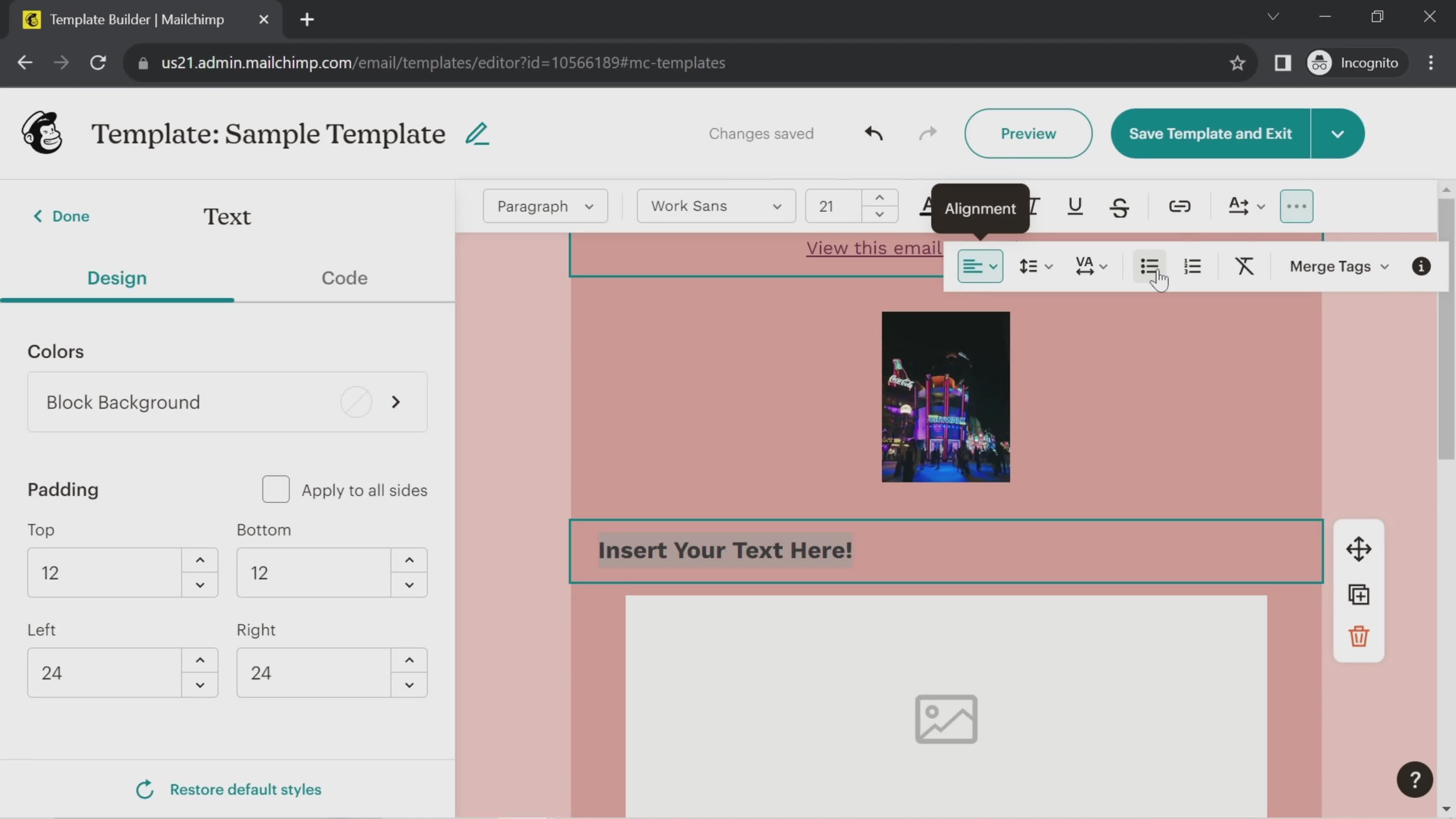 Creating a template screenshot