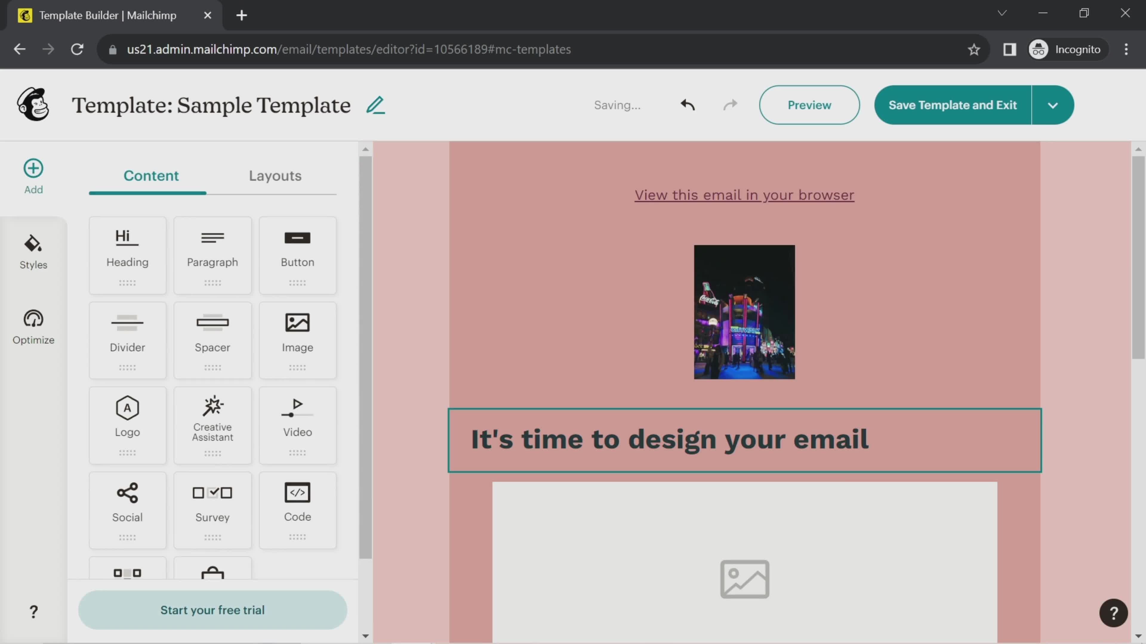 Creating a template screenshot