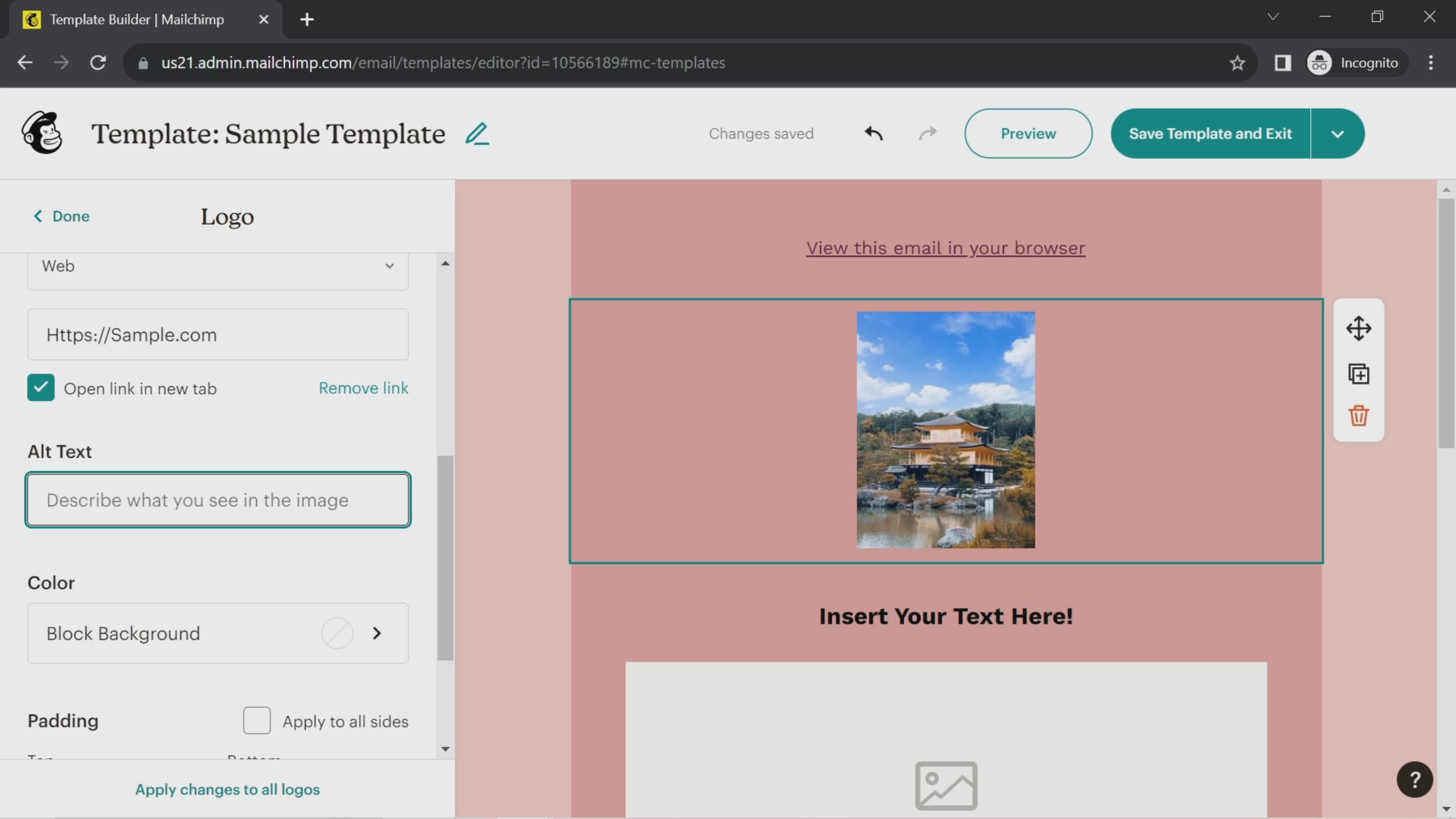 Creating a template screenshot