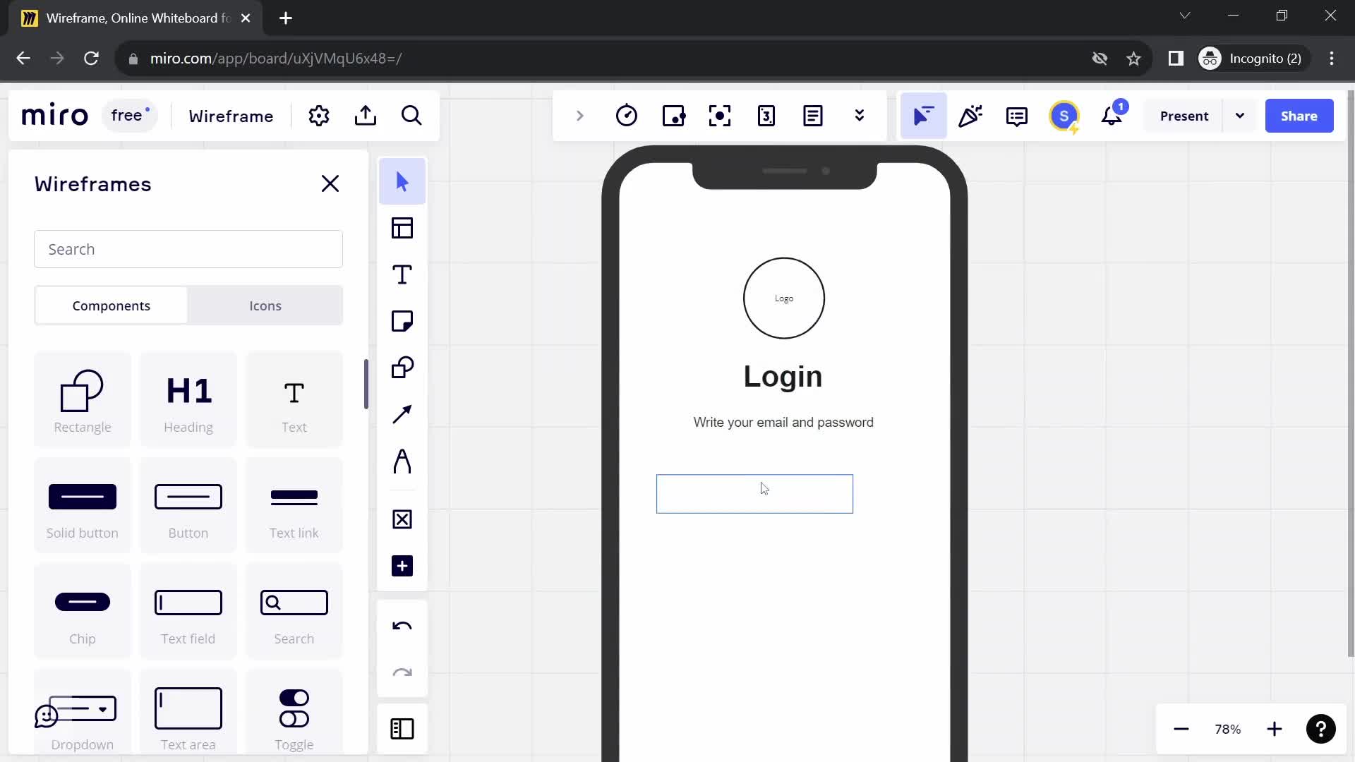 Creating a wireframe screenshot