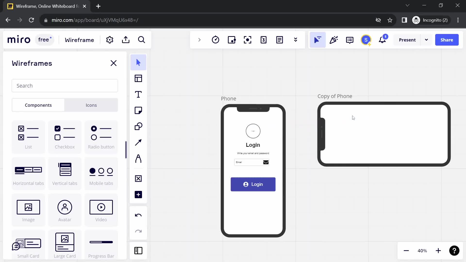 Creating a wireframe screenshot