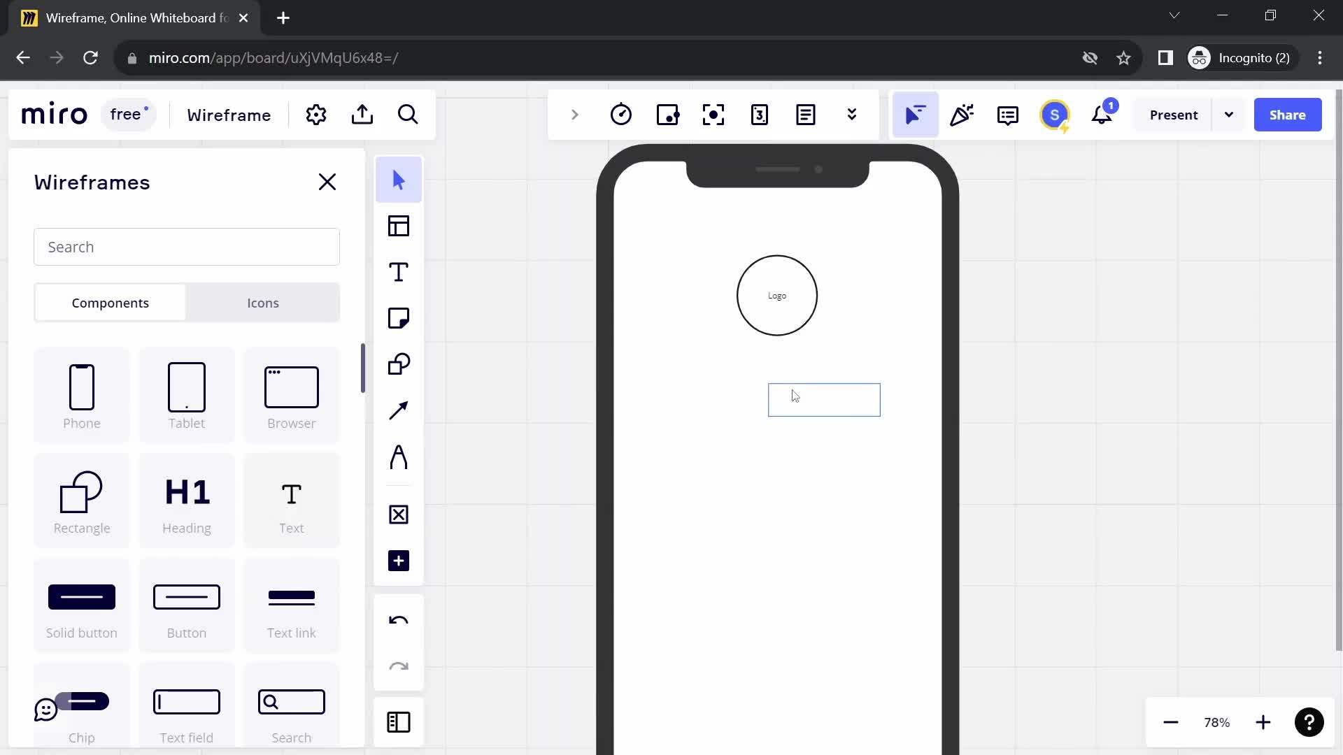 Creating a wireframe screenshot