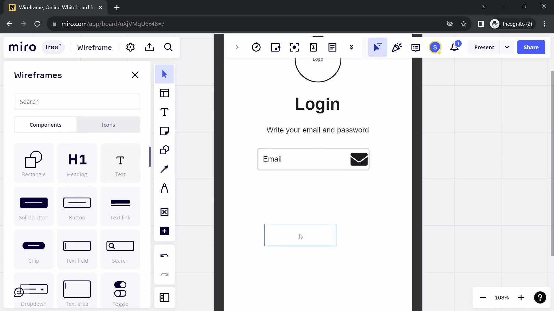 Creating a wireframe screenshot