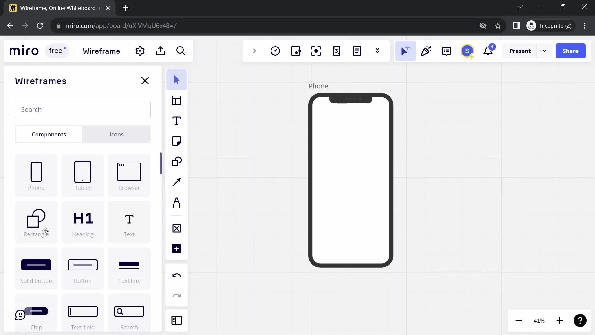 Creating a wireframe screenshot