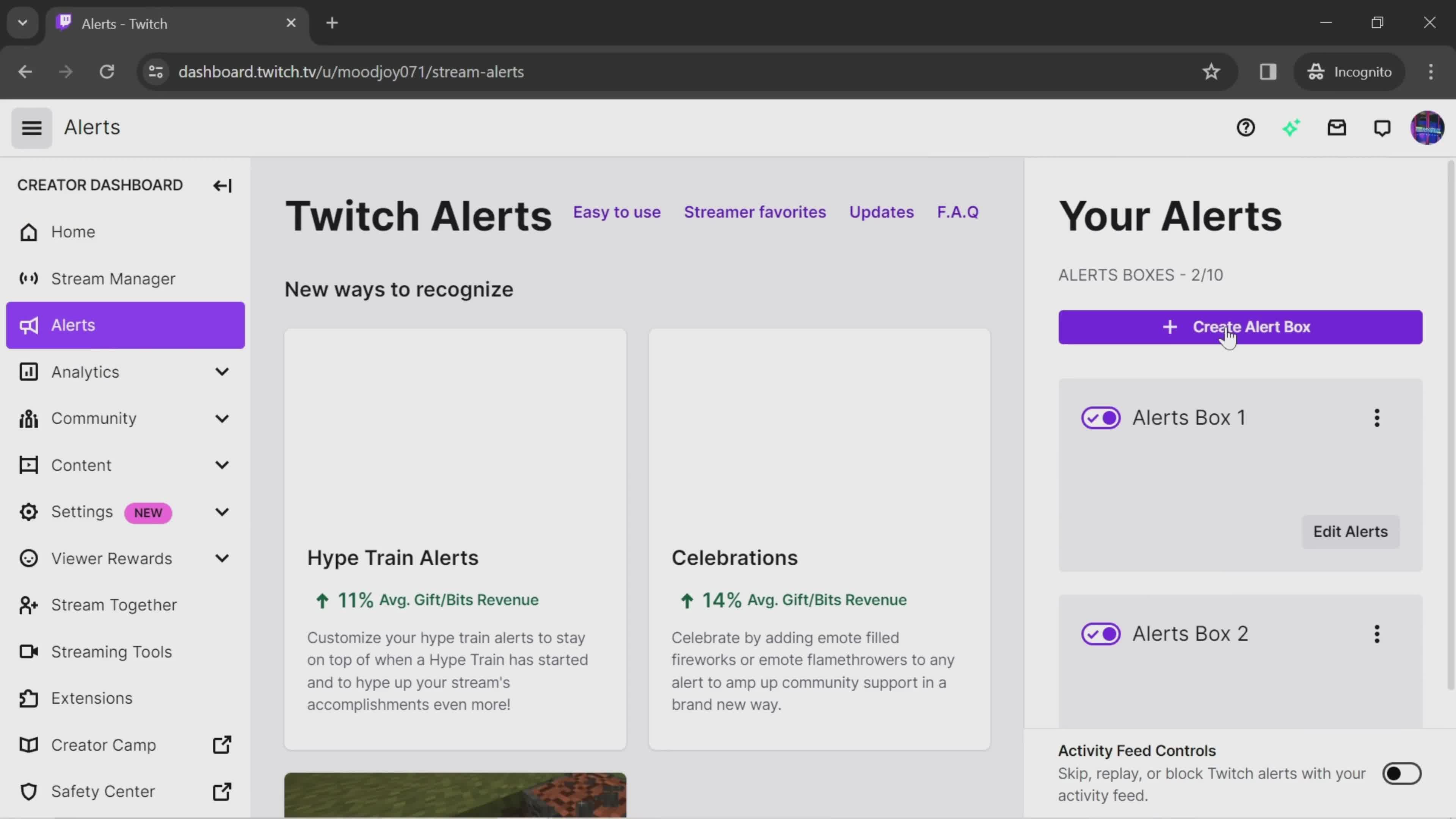 Creating alerts on Twitch video thumbnail