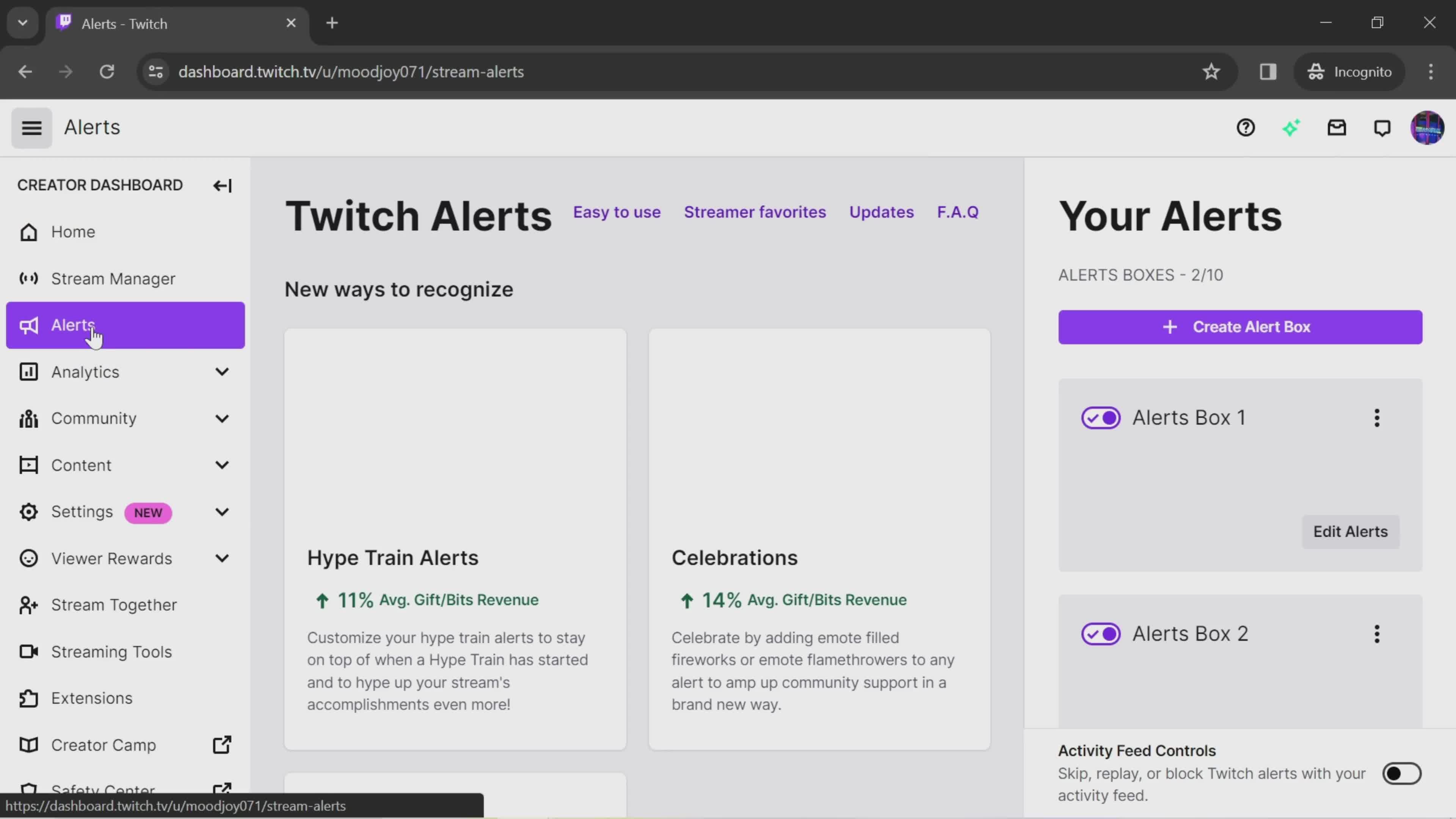 Creating alerts on Twitch video thumbnail