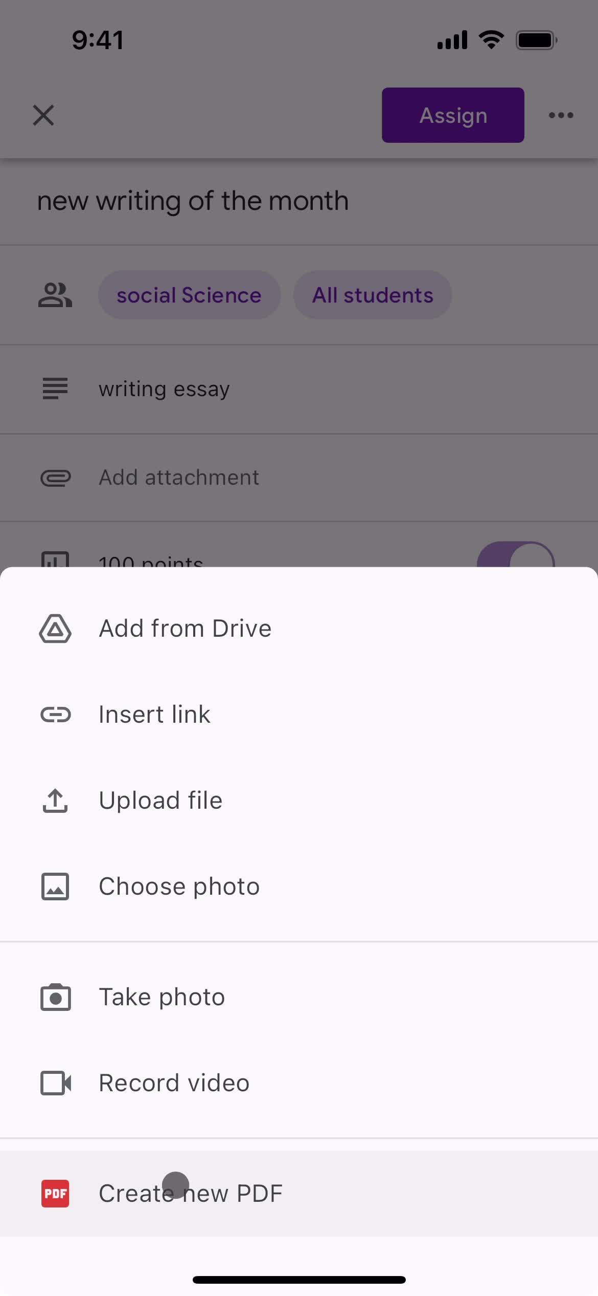 Creating an assignment on Google Classroom video thumbnail