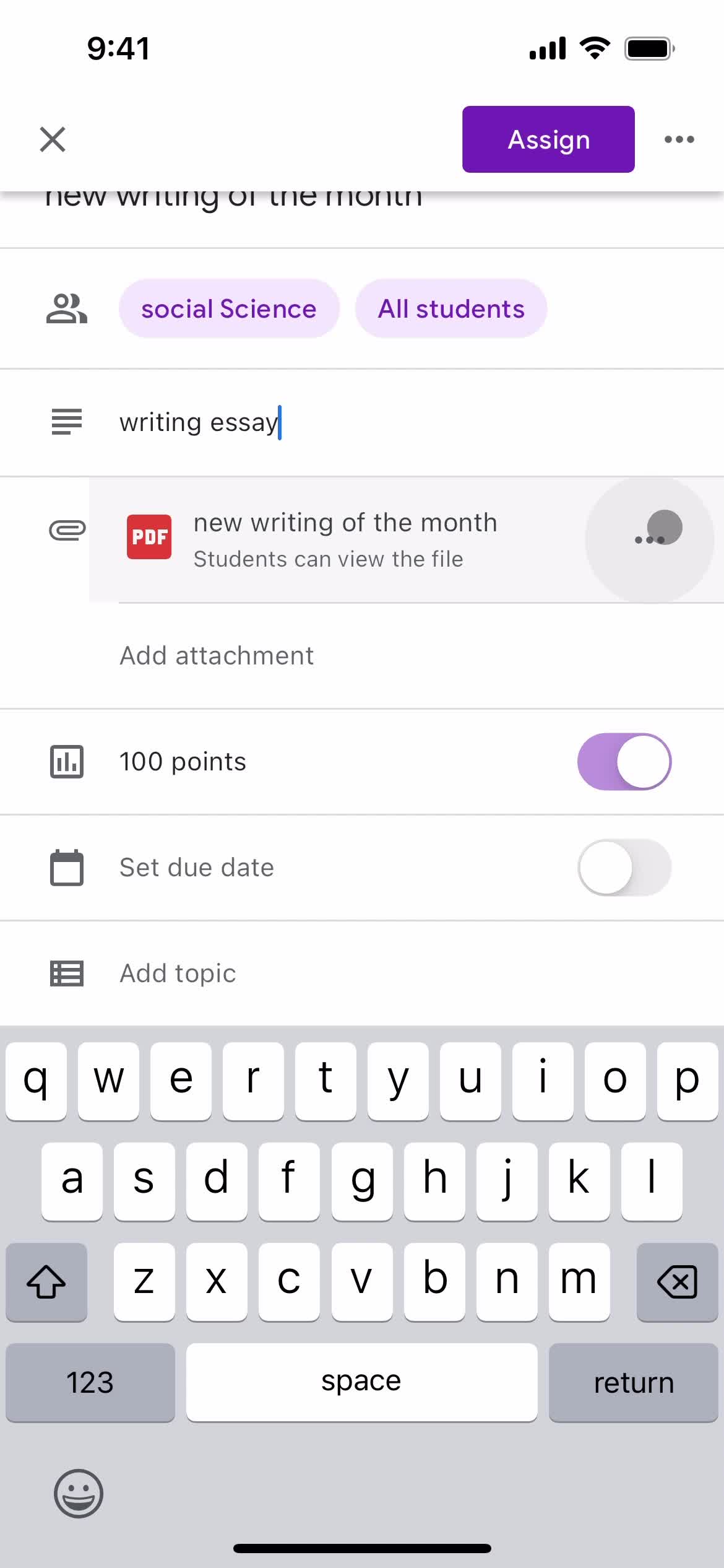 Creating an assignment on Google Classroom video thumbnail