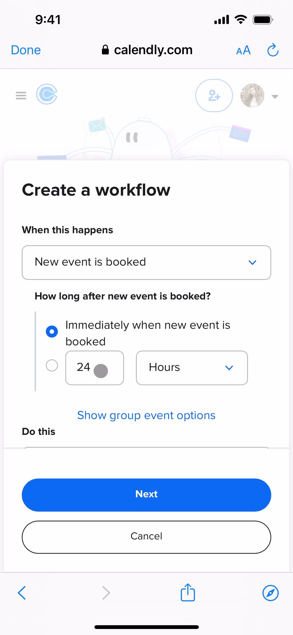 Creating an automation workflow screenshot