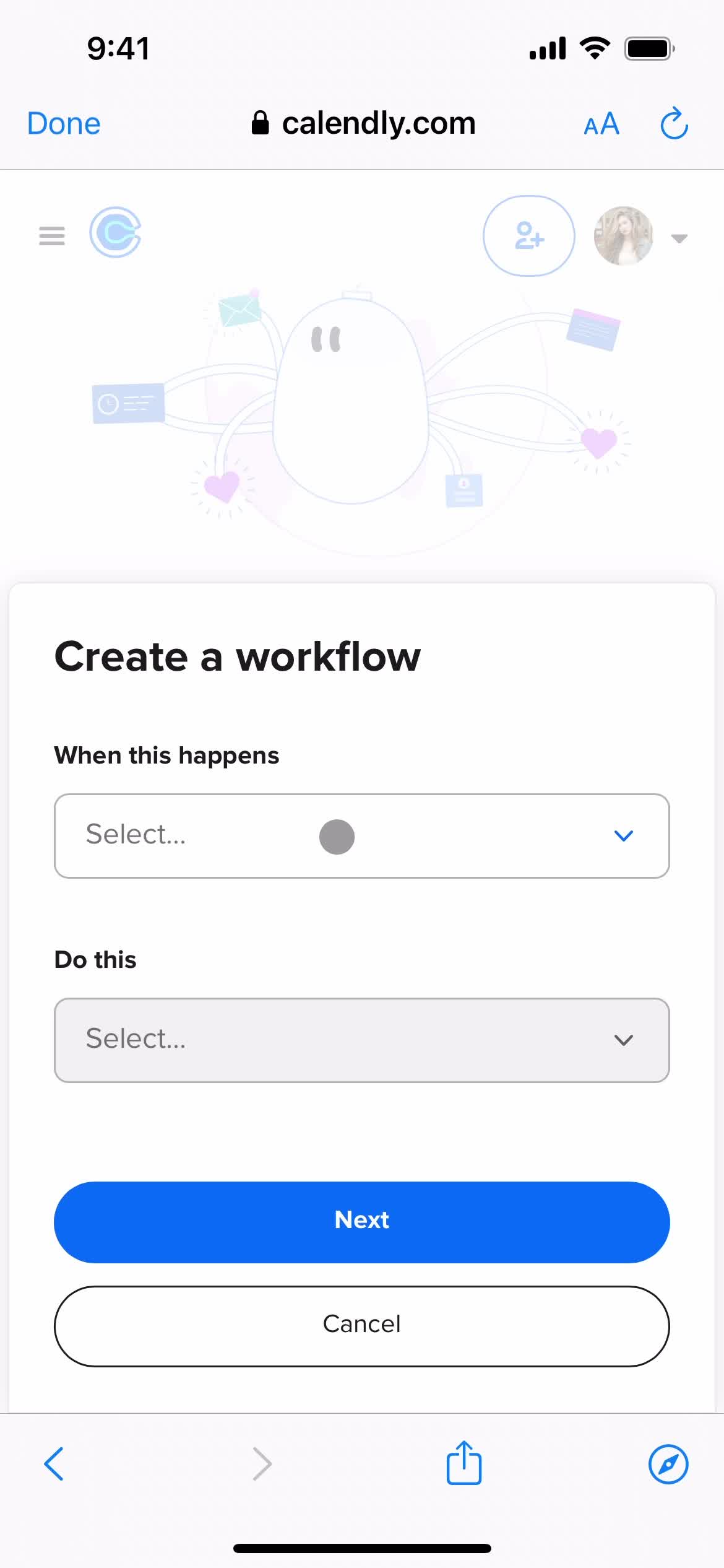 Creating an automation workflow screenshot