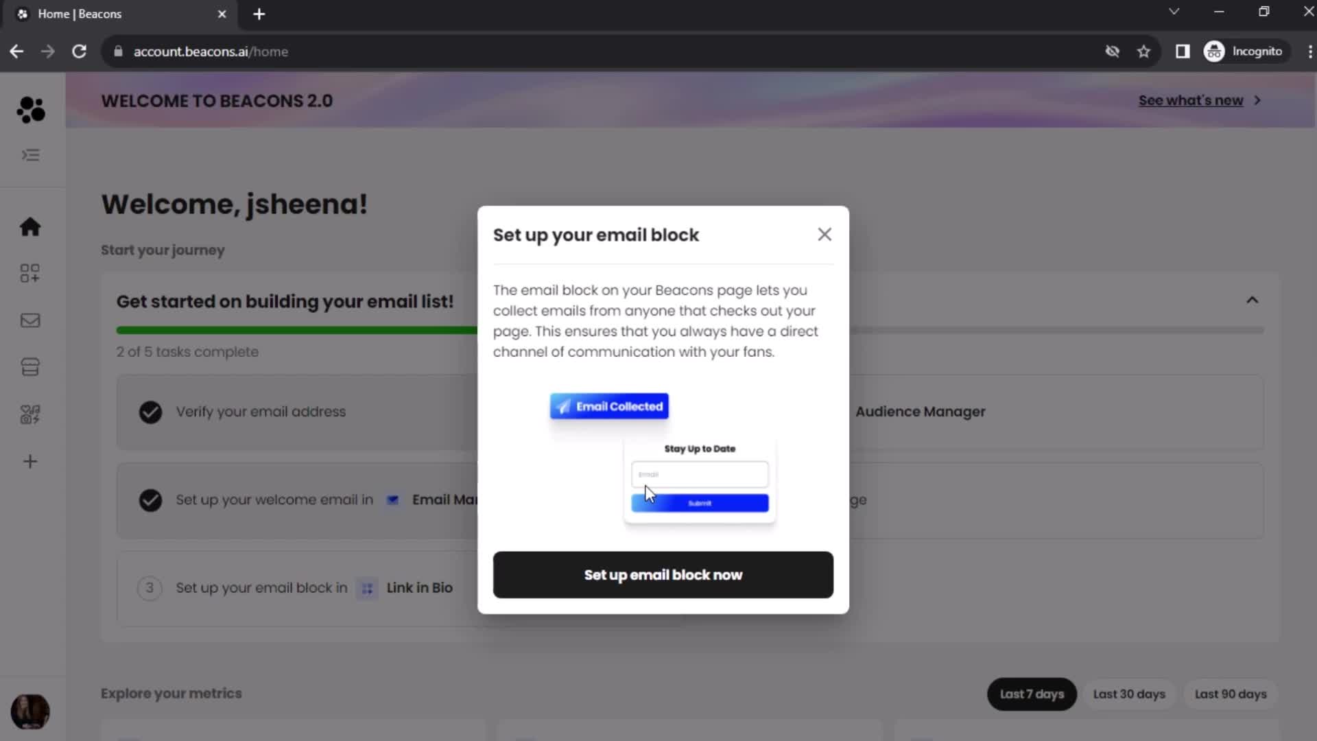 Creating an email campaign screenshot