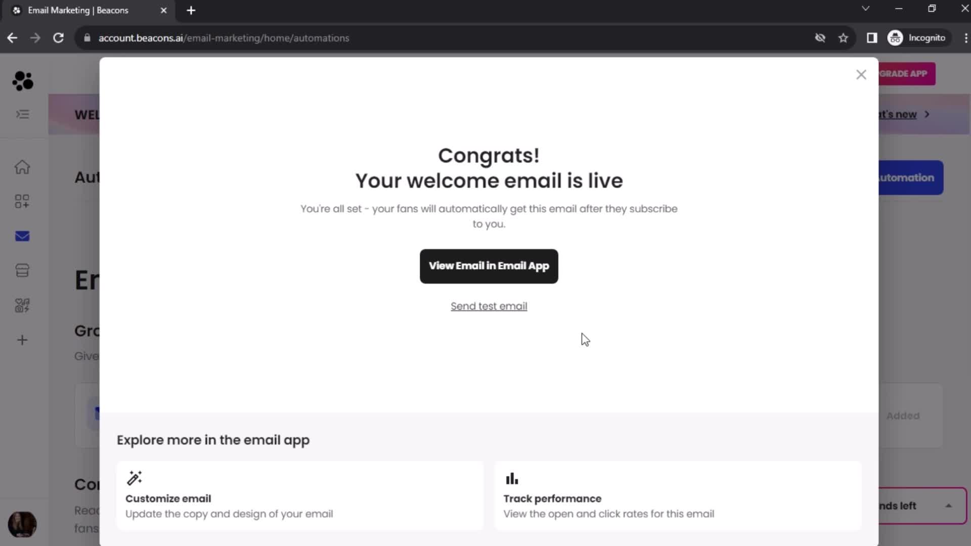 Creating an email campaign screenshot