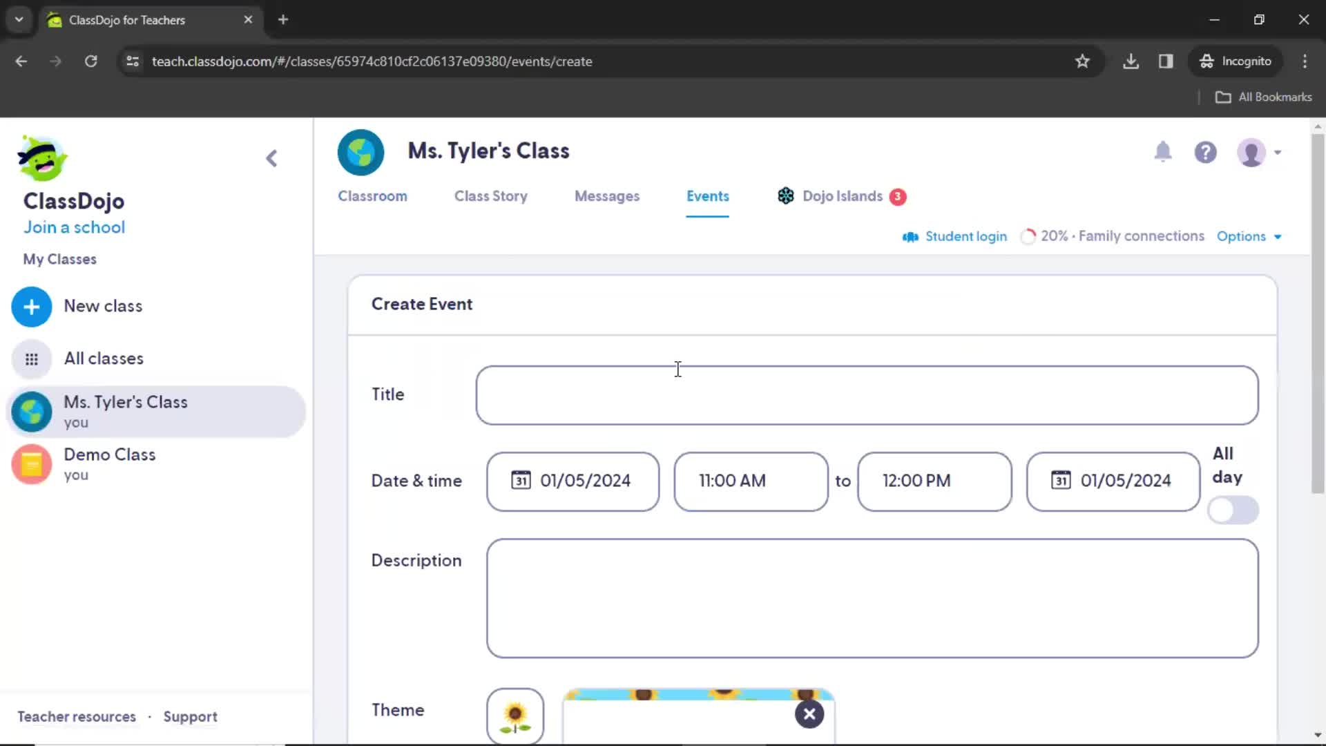 Creating an event on ClassDojo video thumbnail