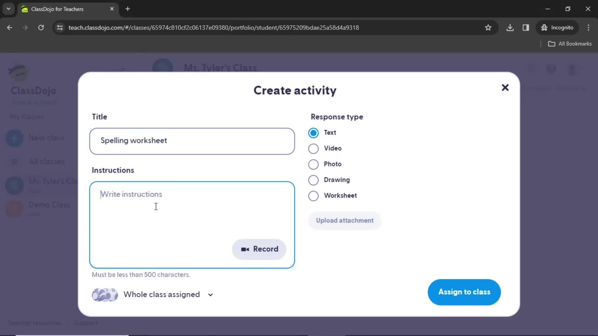 Creating an activity screenshot