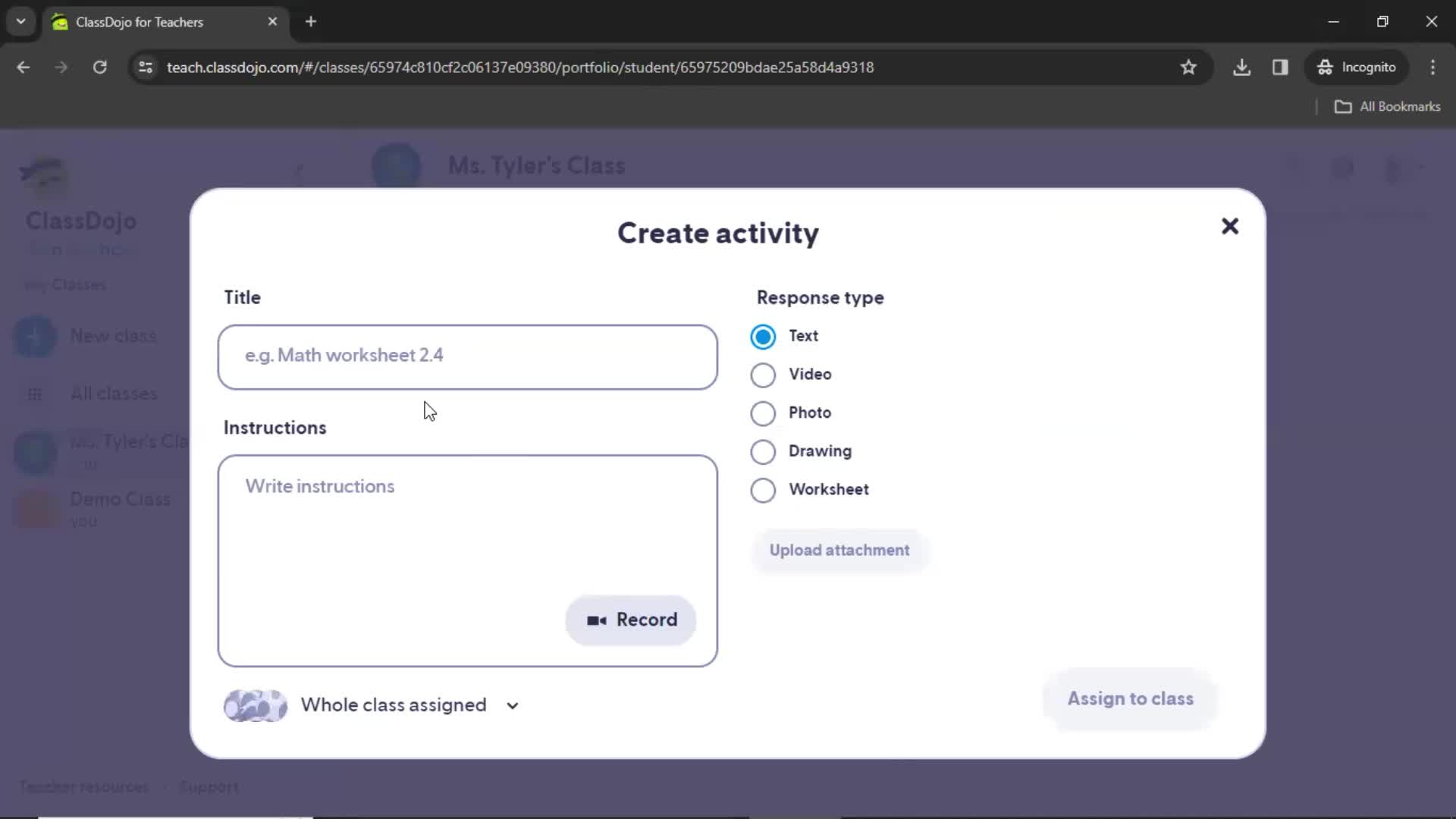 Creating an activity screenshot