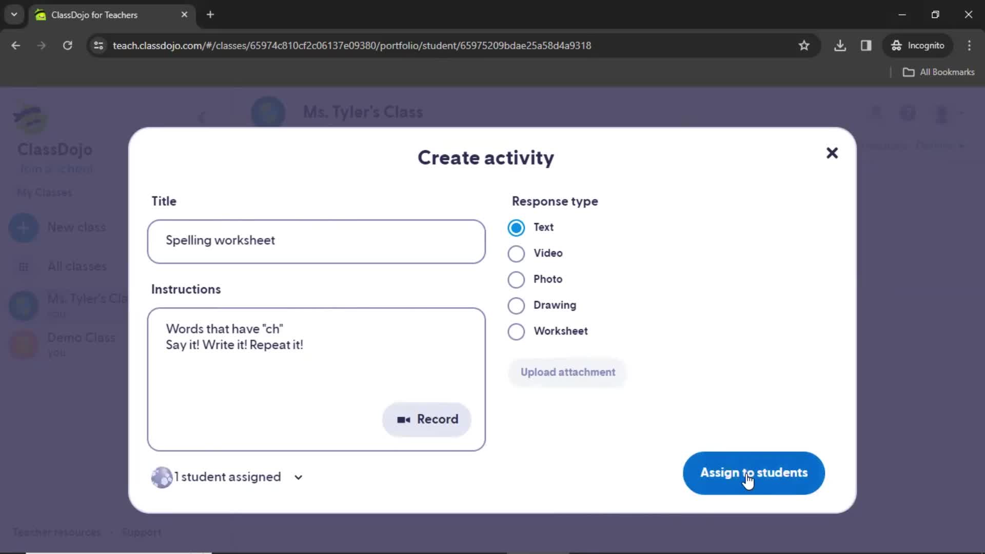 Creating an activity screenshot