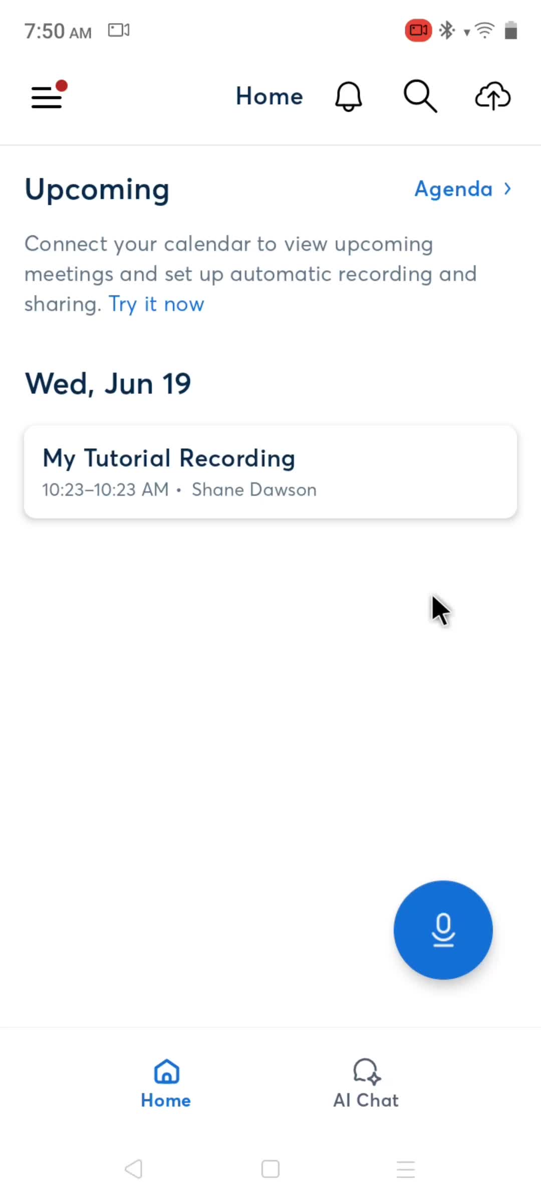 Recording a conversation screenshot