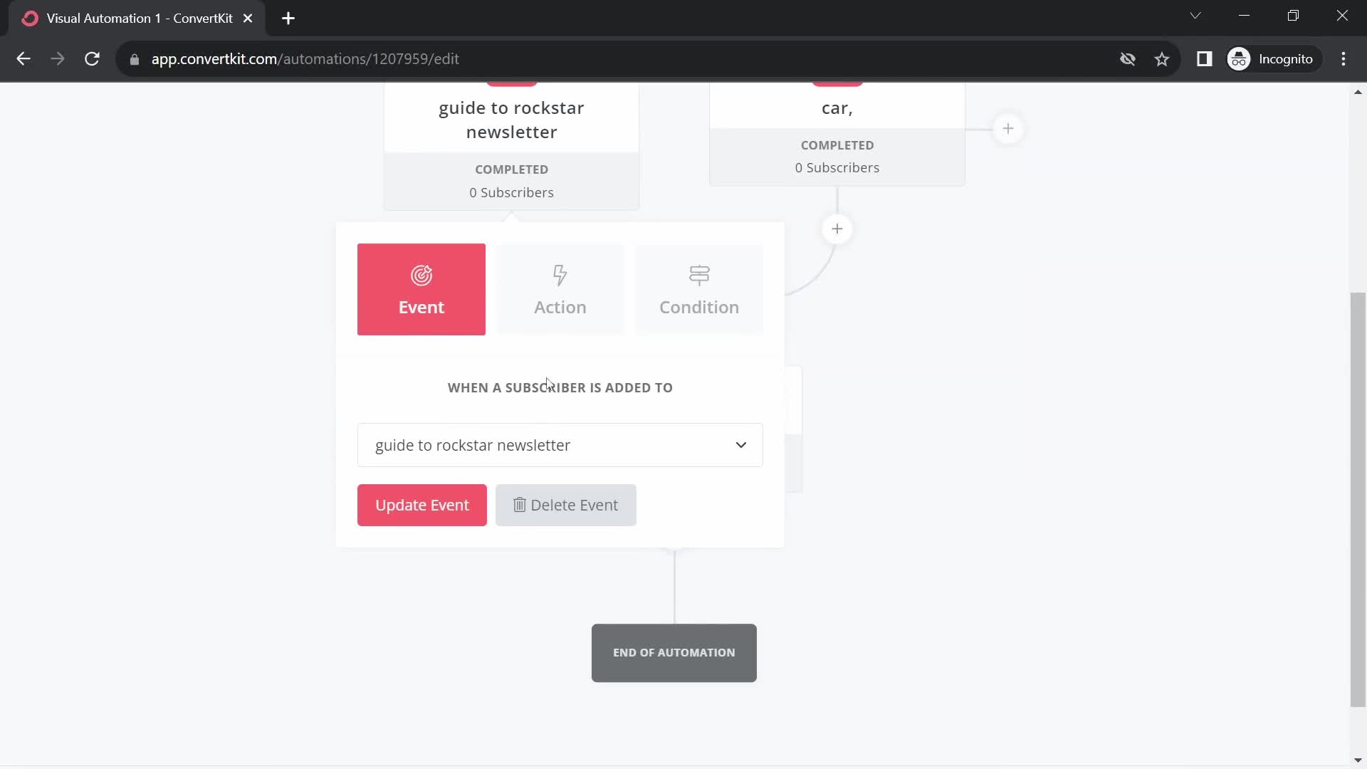 Creating an automation workflow on ConvertKit video thumbnail