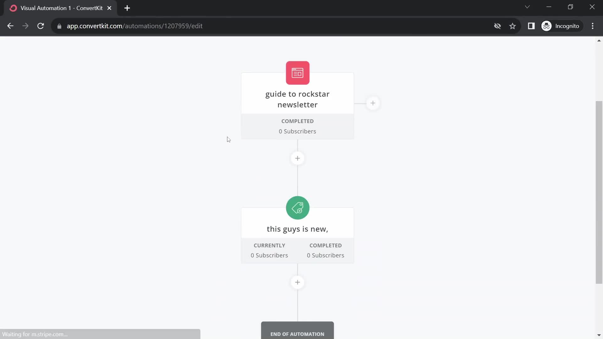 Creating an automation workflow screenshot