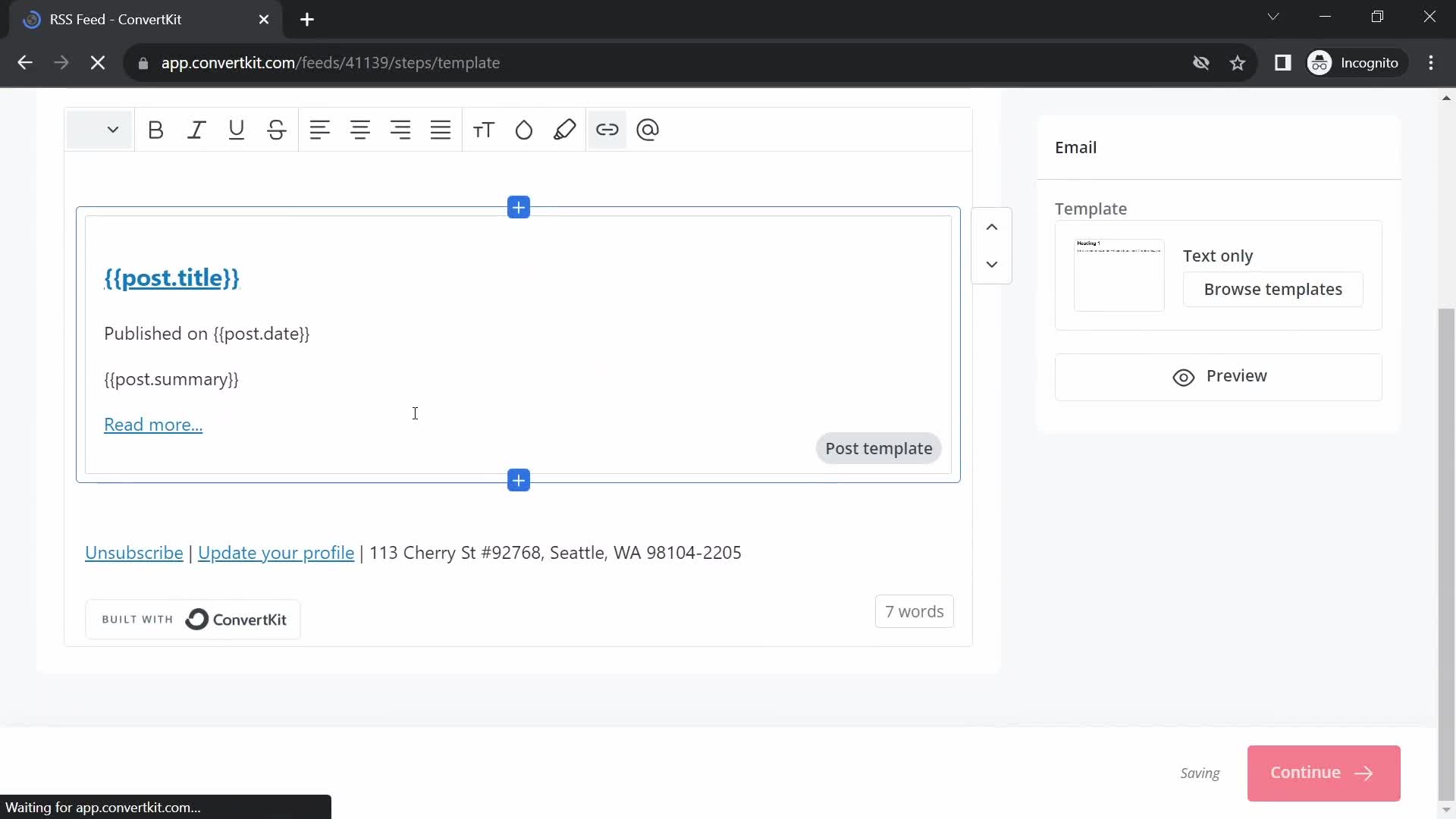 Creating an automation workflow screenshot