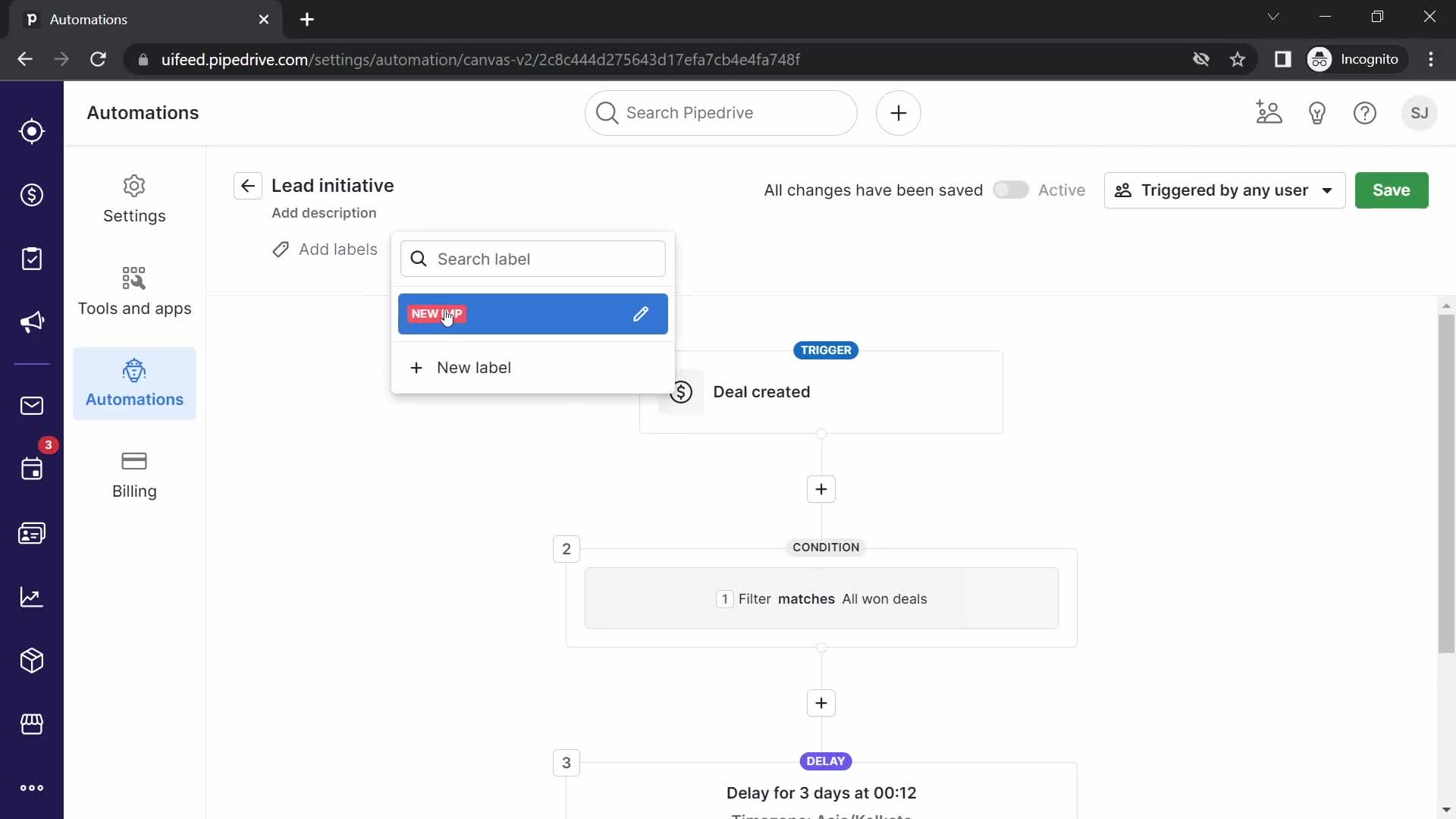 Creating an automation workflow on Pipedrive video thumbnail